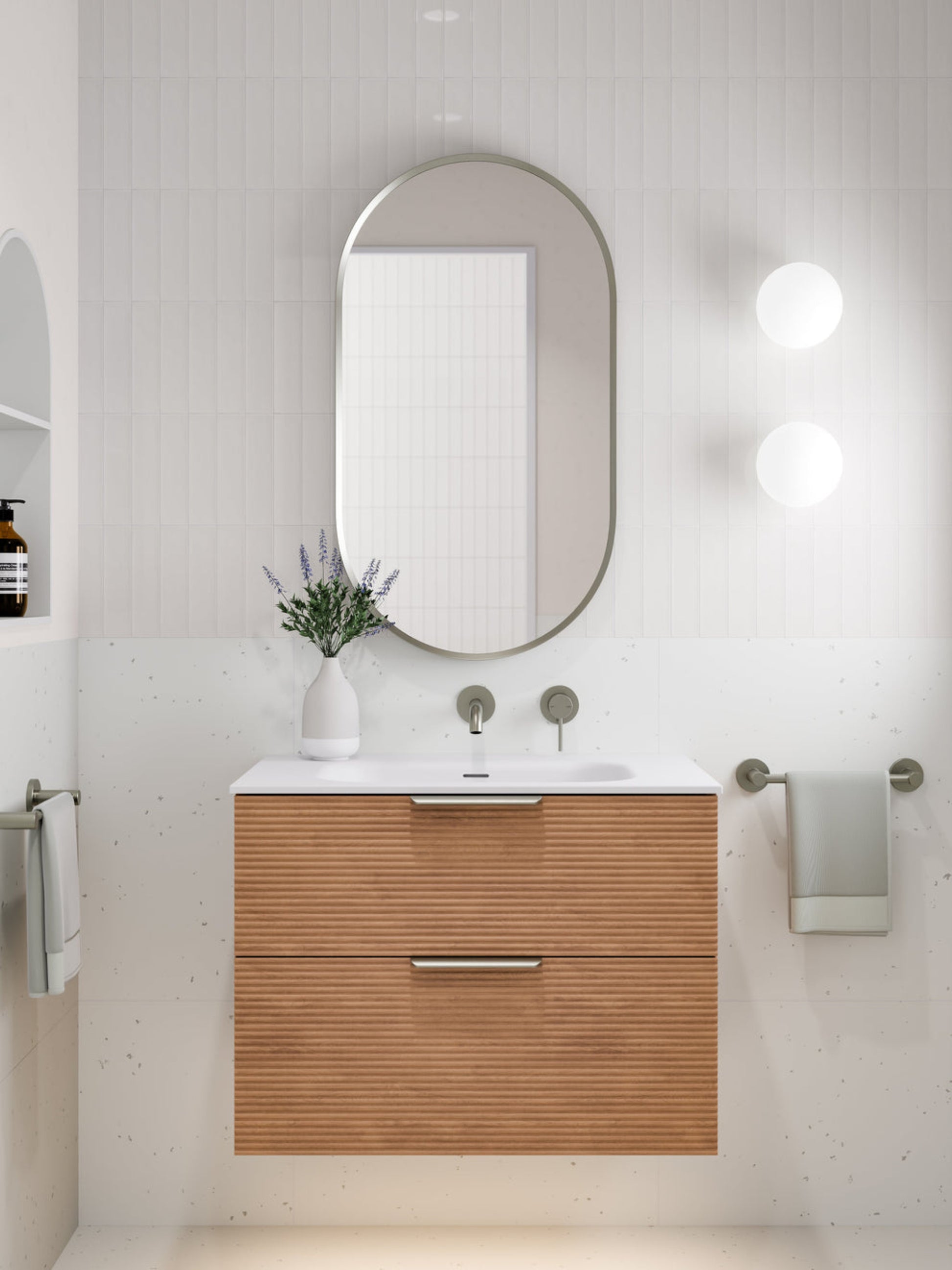 LINEARE 750 ORCHARD DOUBLE DRAWER BATHROOM VANITY DEVON OAK