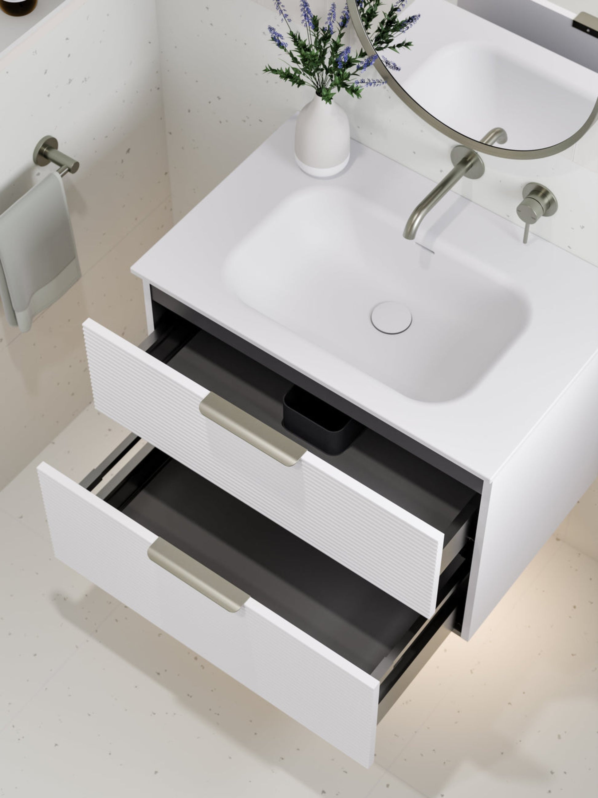 LINEARE 750 ORCHARD DOUBLE DRAWER VANITY MATTE WHITE