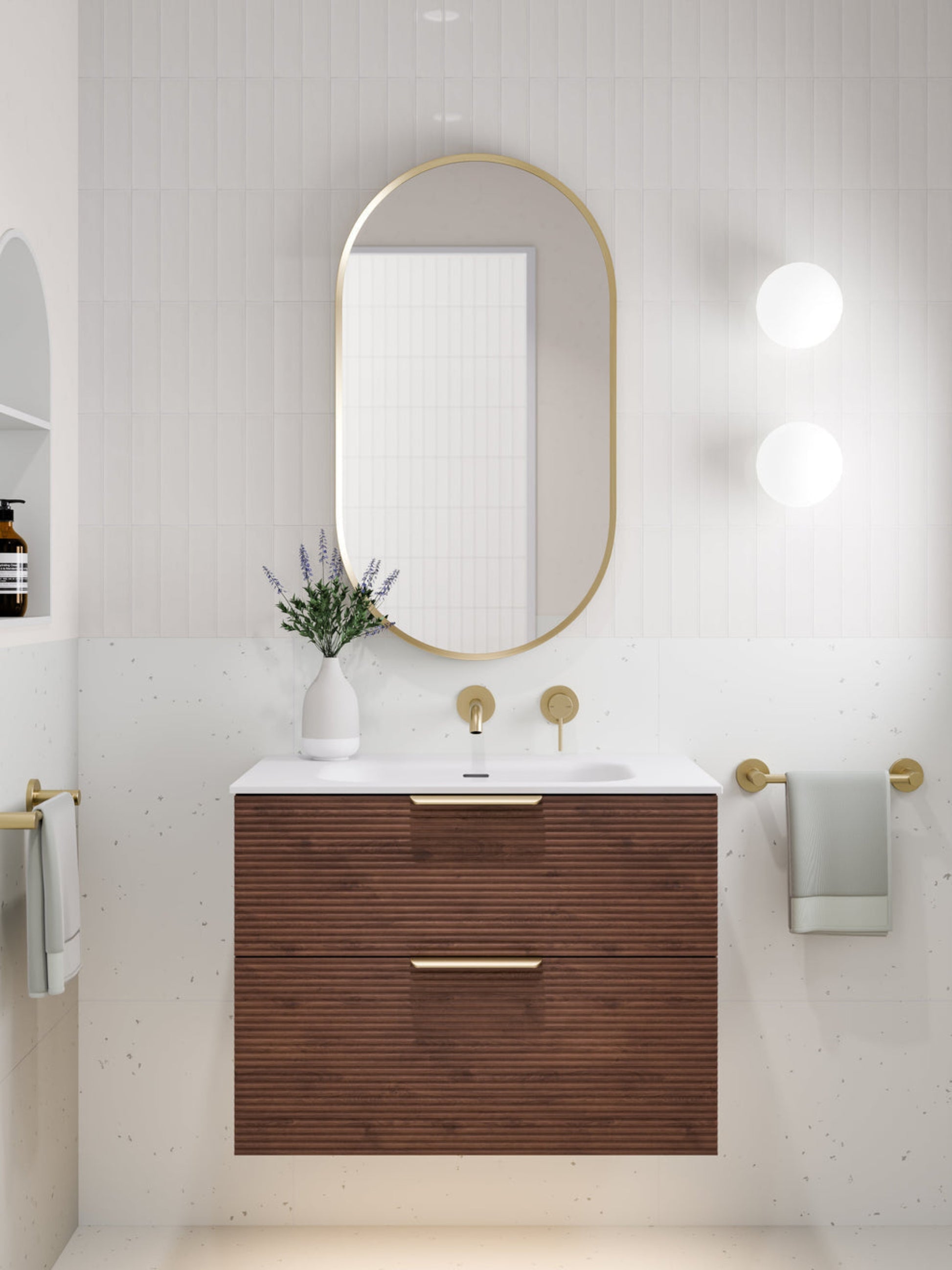 LINEARE 750 ORCHARD DOUBLE DRAWER BATHROOM VANITY WALNUT