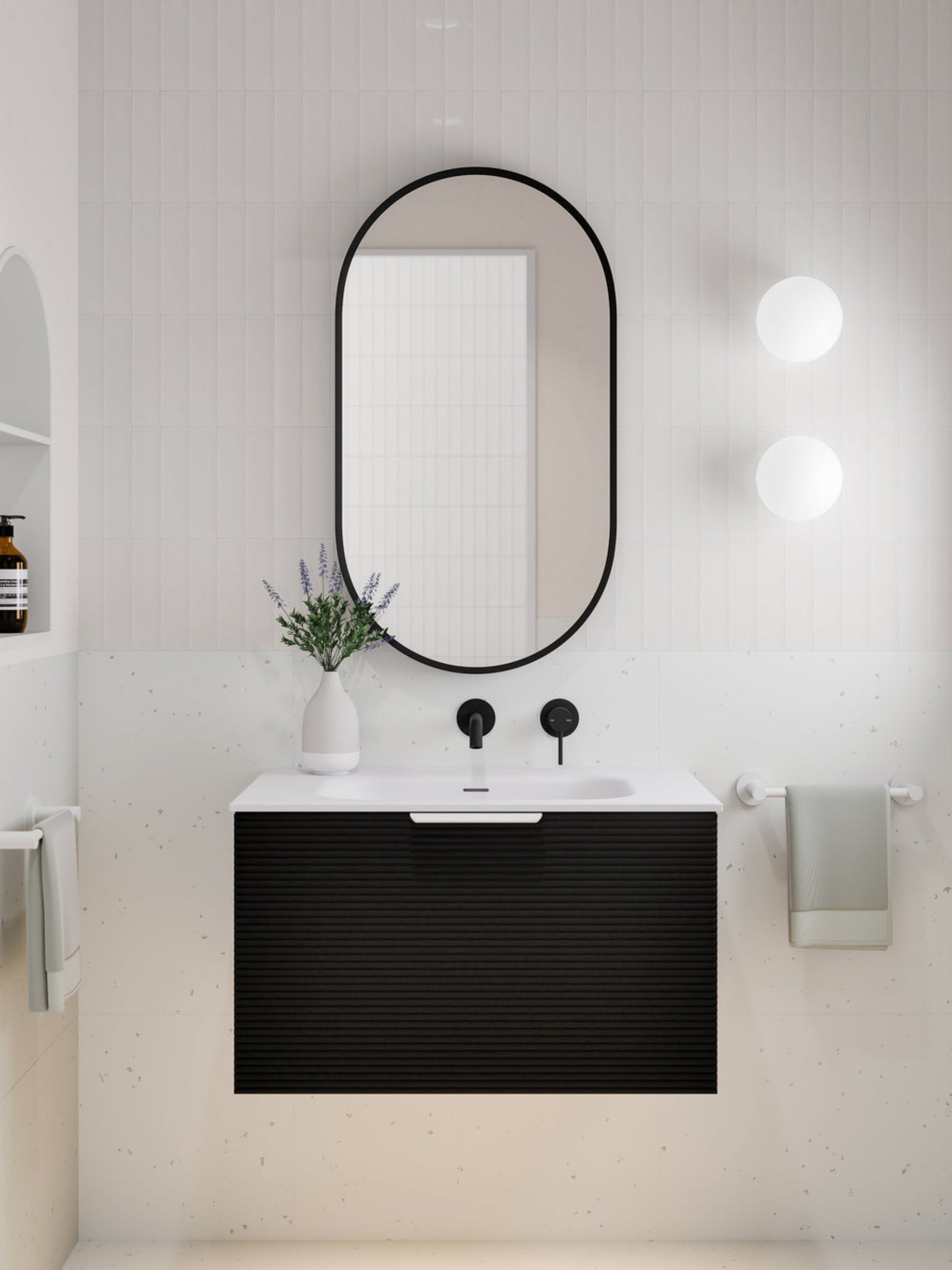 LINEARE 750 ORCHARD SINGLE DRAWER BATHROOM VANITY MATTE BLACK