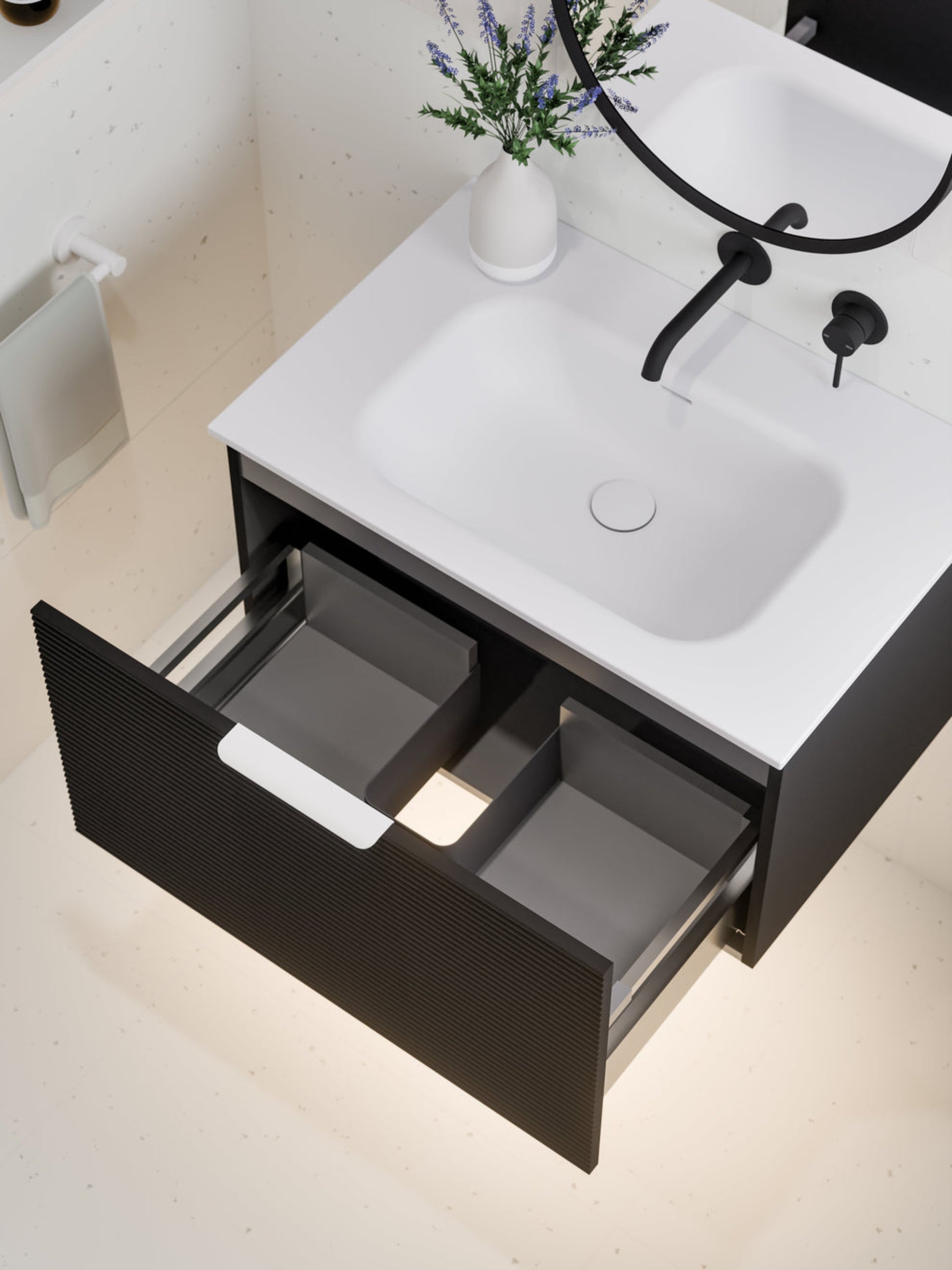 LINEARE 750 ORCHARD SINGLE DRAWER BATHROOM VANITY MATTE BLACK