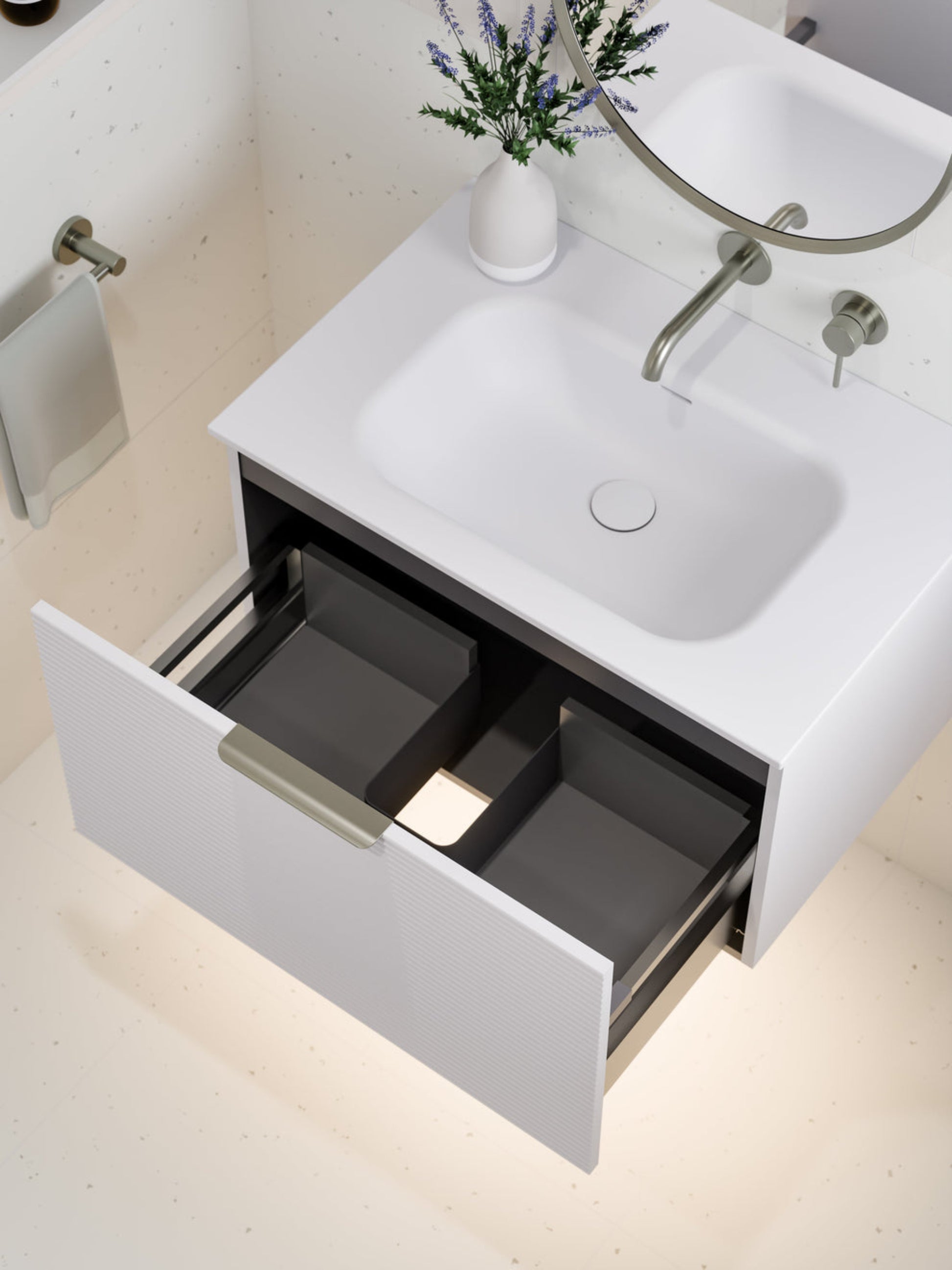 LINEARE 750 ORCHARD SINGLE DRAWER BATHROOM VANITY MATTE WHITE