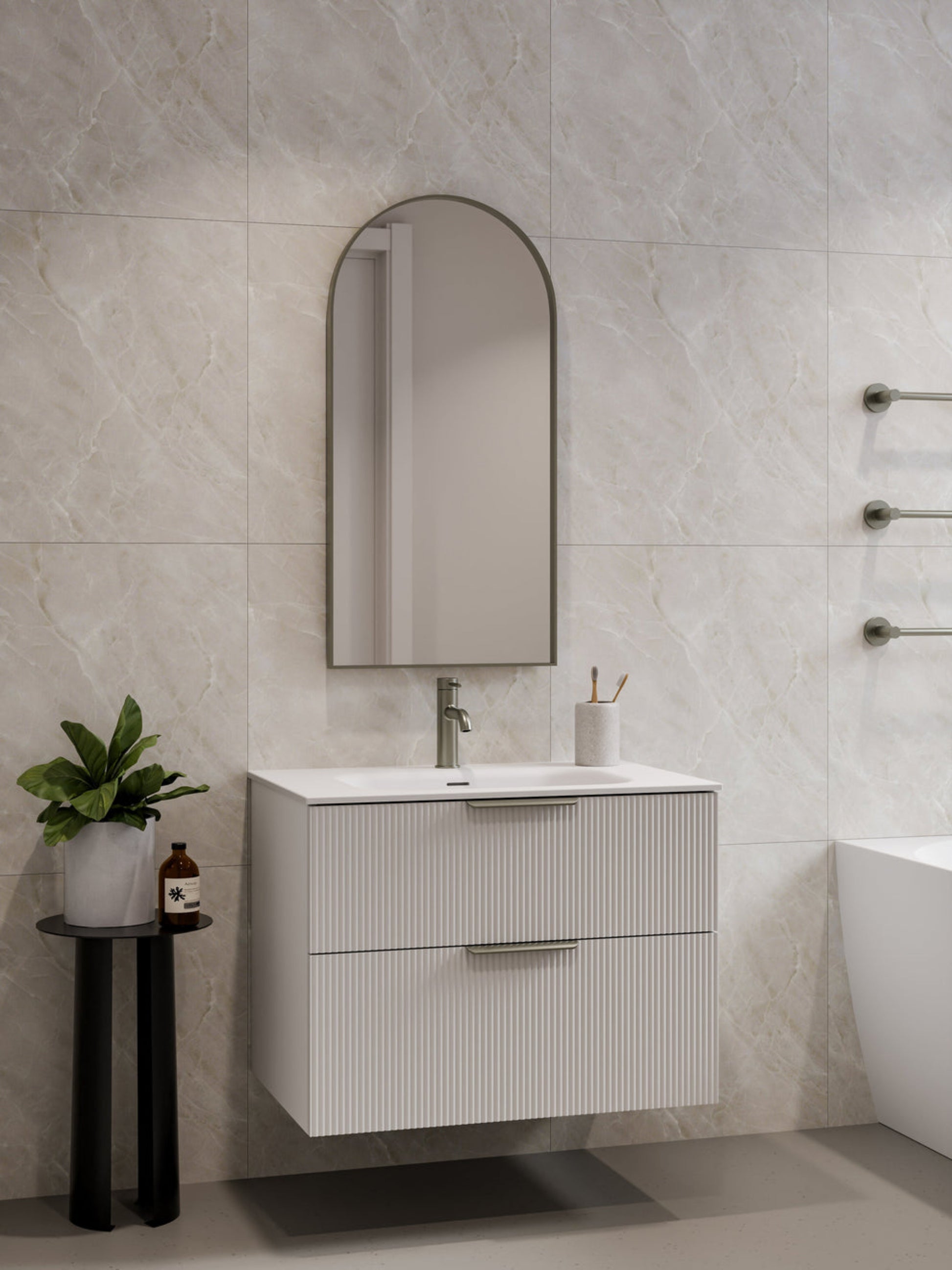 LINEARE 750 PILLAR DOUBLE DRAWER BATHROOM VANITY MATTE WHITE