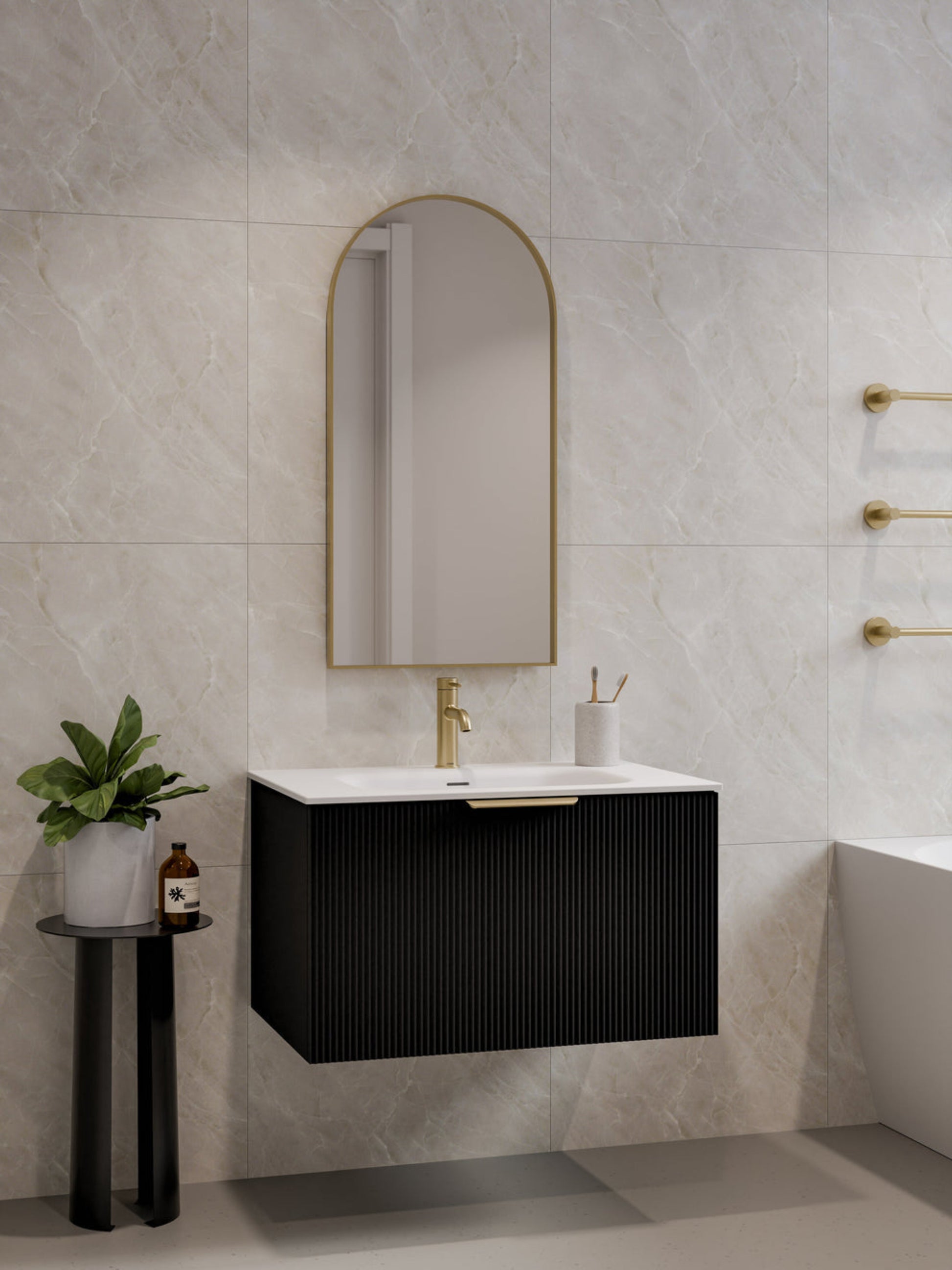 LINEARE 750 PILLAR SINGLE DRAWER BATHROOM VANITY MATTE BLACK