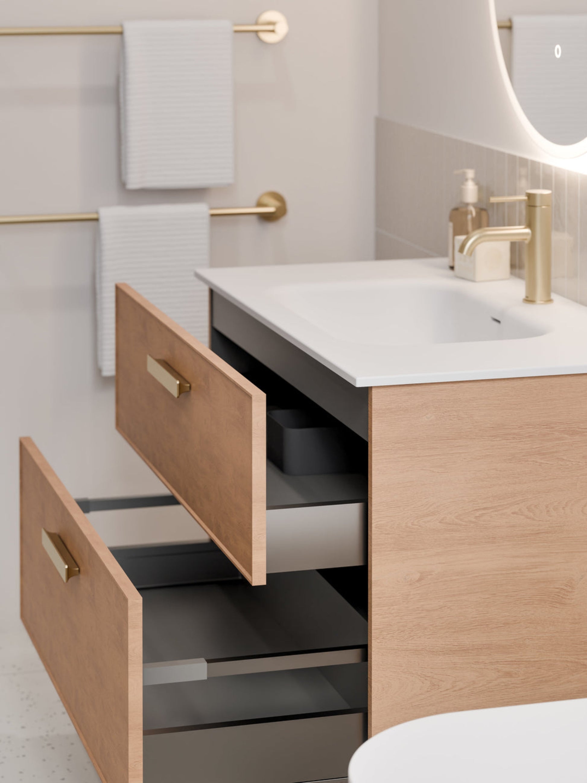 LINEARE 900 AXEL DOUBLE DRAWER BATHROOM VANITY DEVON OAK