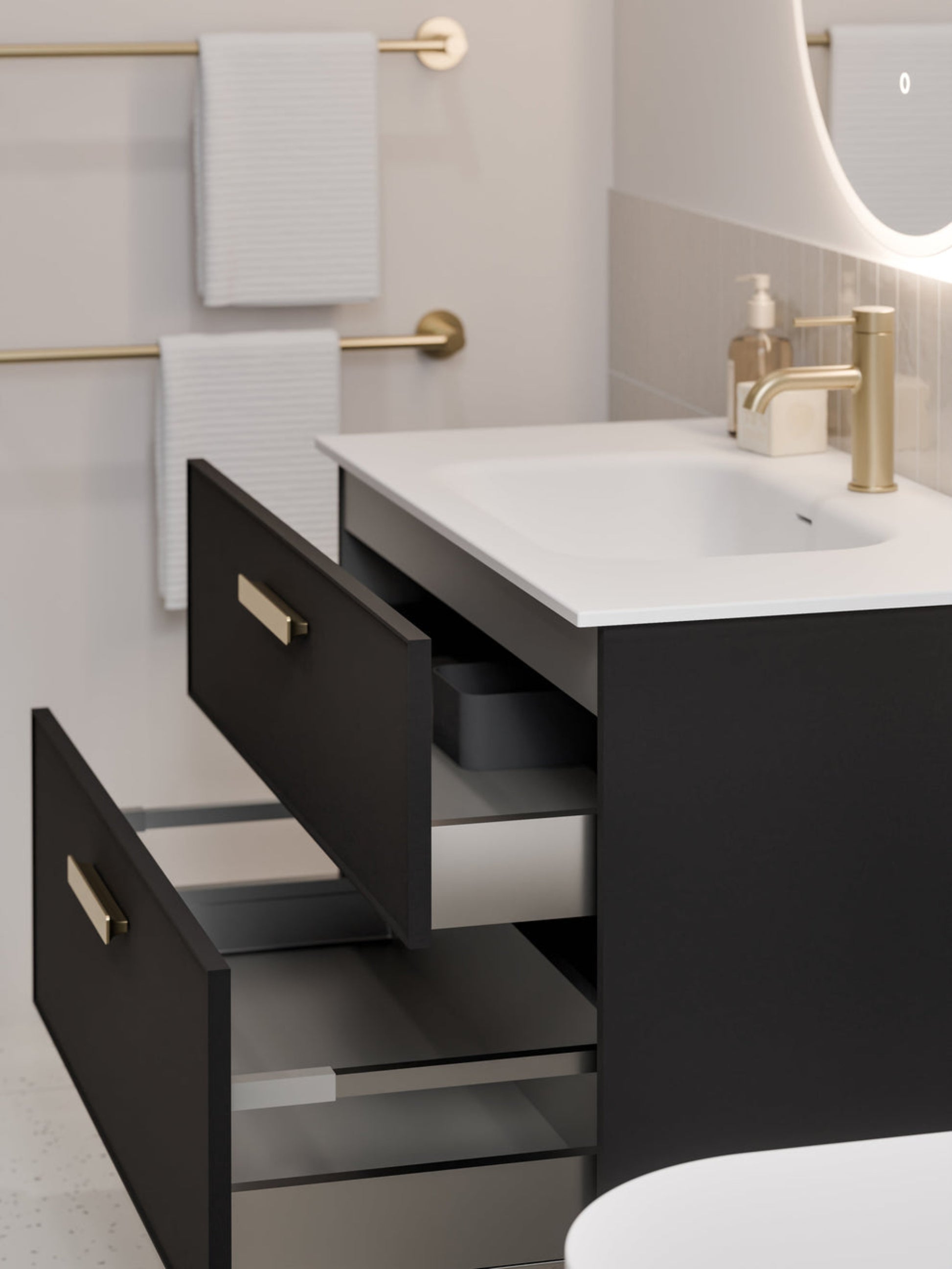 LINEARE 900 AXEL DOUBLE DRAWER BATHROOM VANITY MATTE BLACK