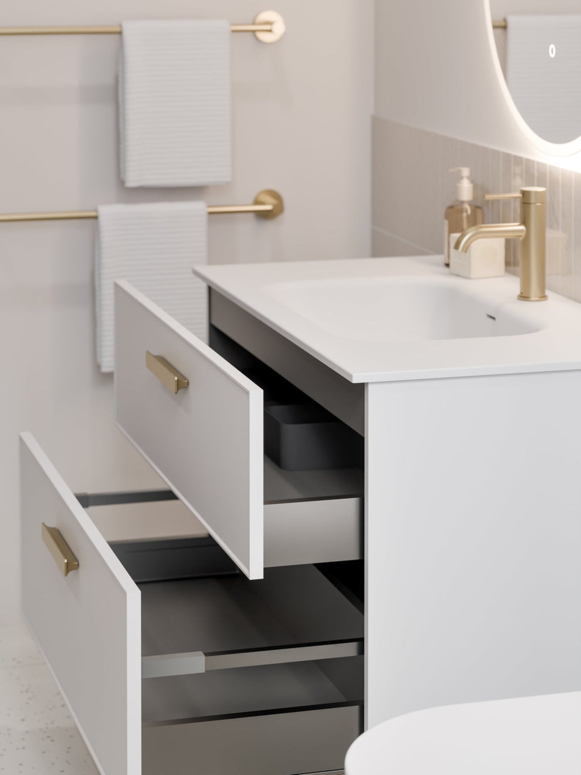 LINEARE 900 AXEL DOUBLE DRAWER BATHROOM VANITY MATTE WHITE