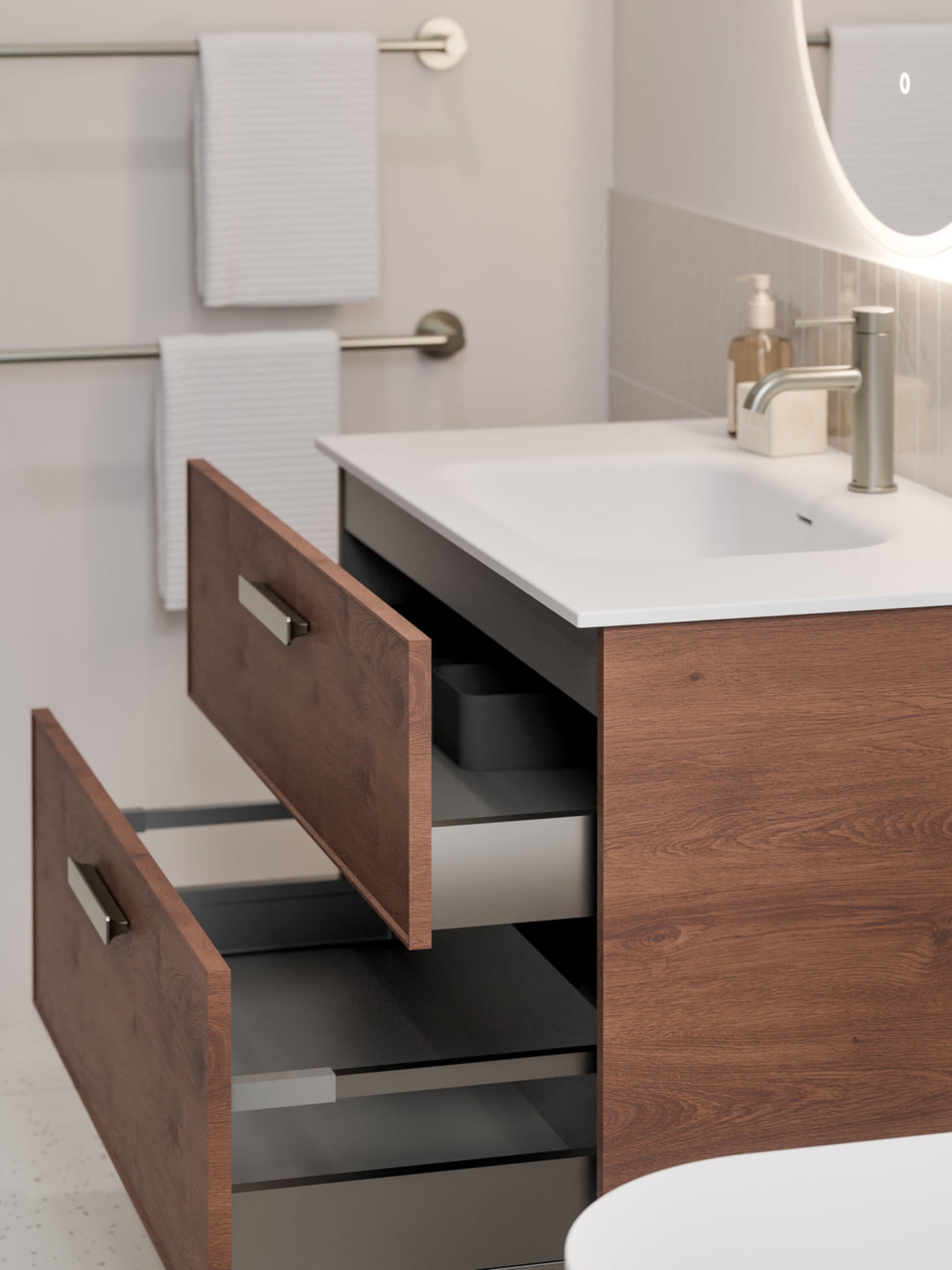 LINEARE 900 AXEL DOUBLE DRAWER BATHROOM VANITY WALNUT