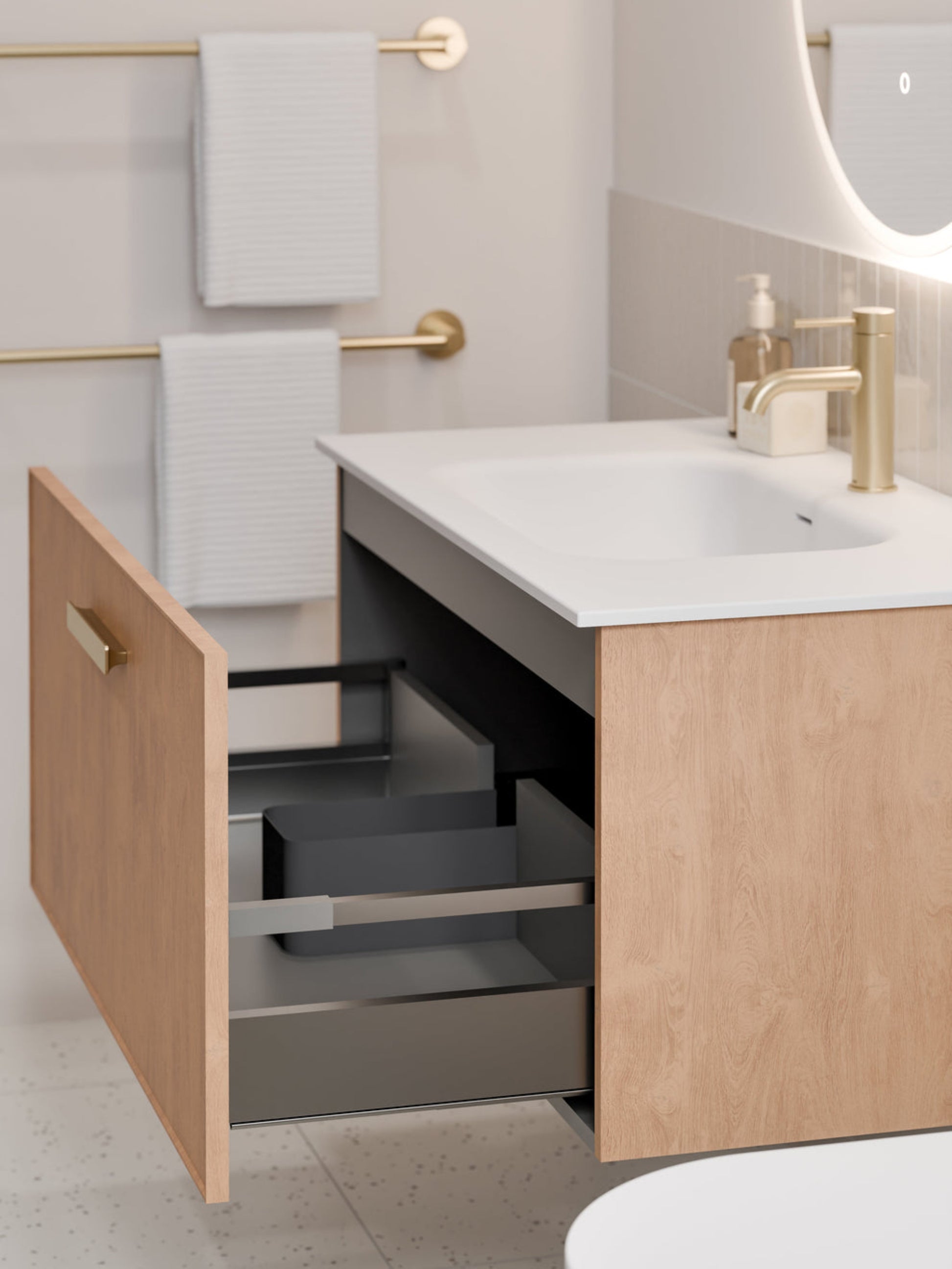 LINEARE 900 AXEL SINGLE DRAWER BATHROOM VANITY DEVON OAK