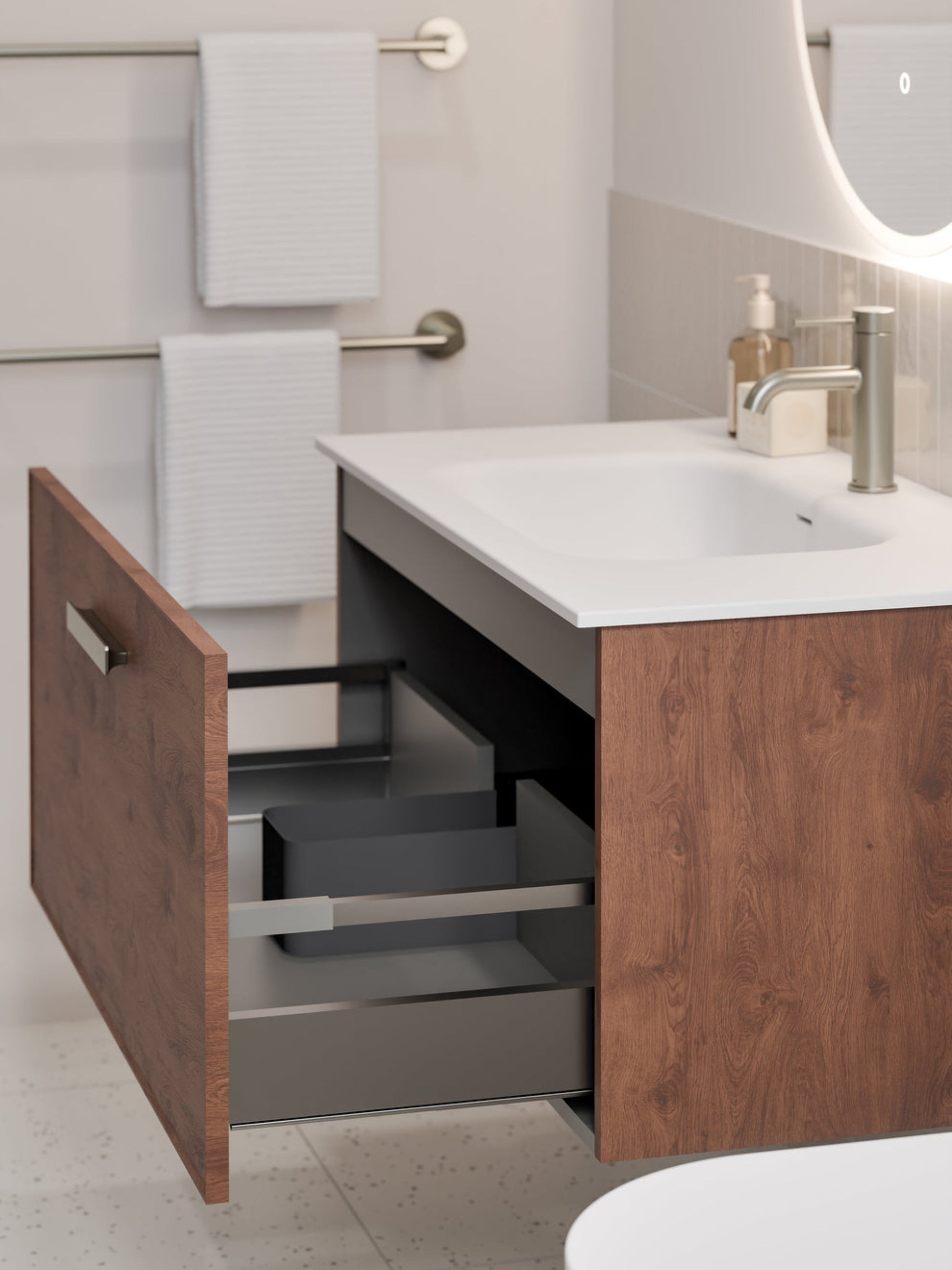 LINEARE 900 AXEL SINGLE DRAWER BATHROOM VANITY WALNUT