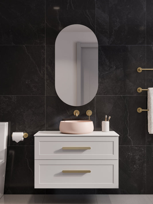 LINEARE 900 LOFT DOUBLE DRAWER BATHROOM VANITY - SOLID SLAB TOP MATTE WHITE