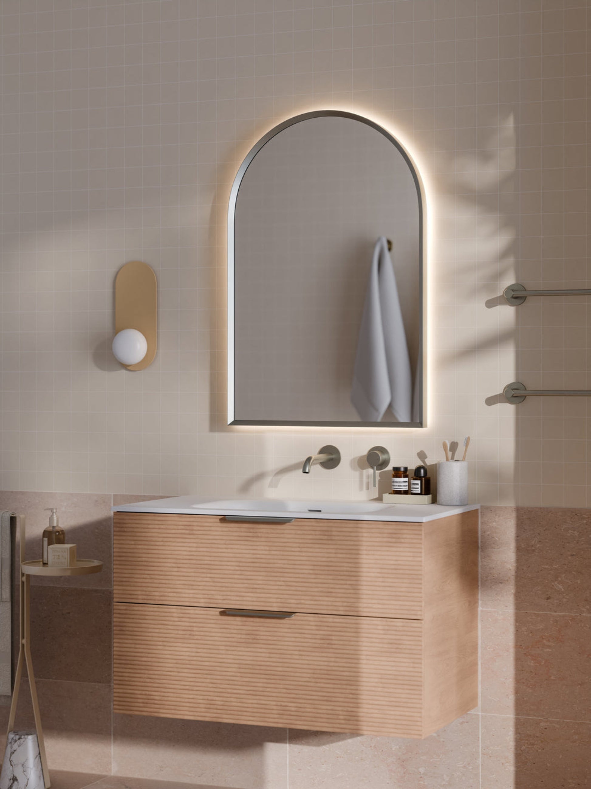 LINEARE 900 ORCHARD DOUBLE DRAWER BATHROOM VANITY DEVON OAK