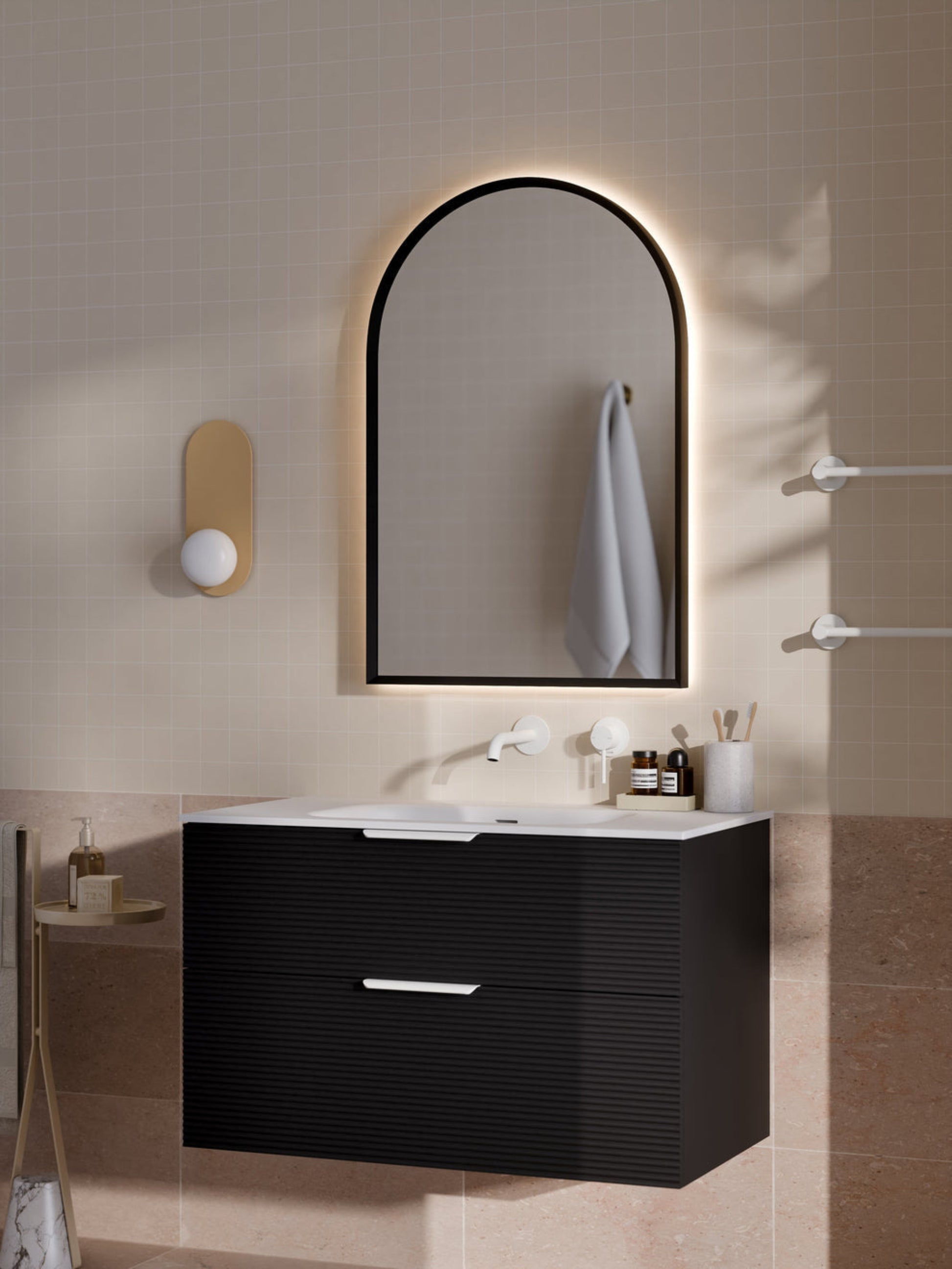 LINEARE 900 ORCHARD DOUBLE DRAWER BATHROOM VANITY MATTE BLACK
