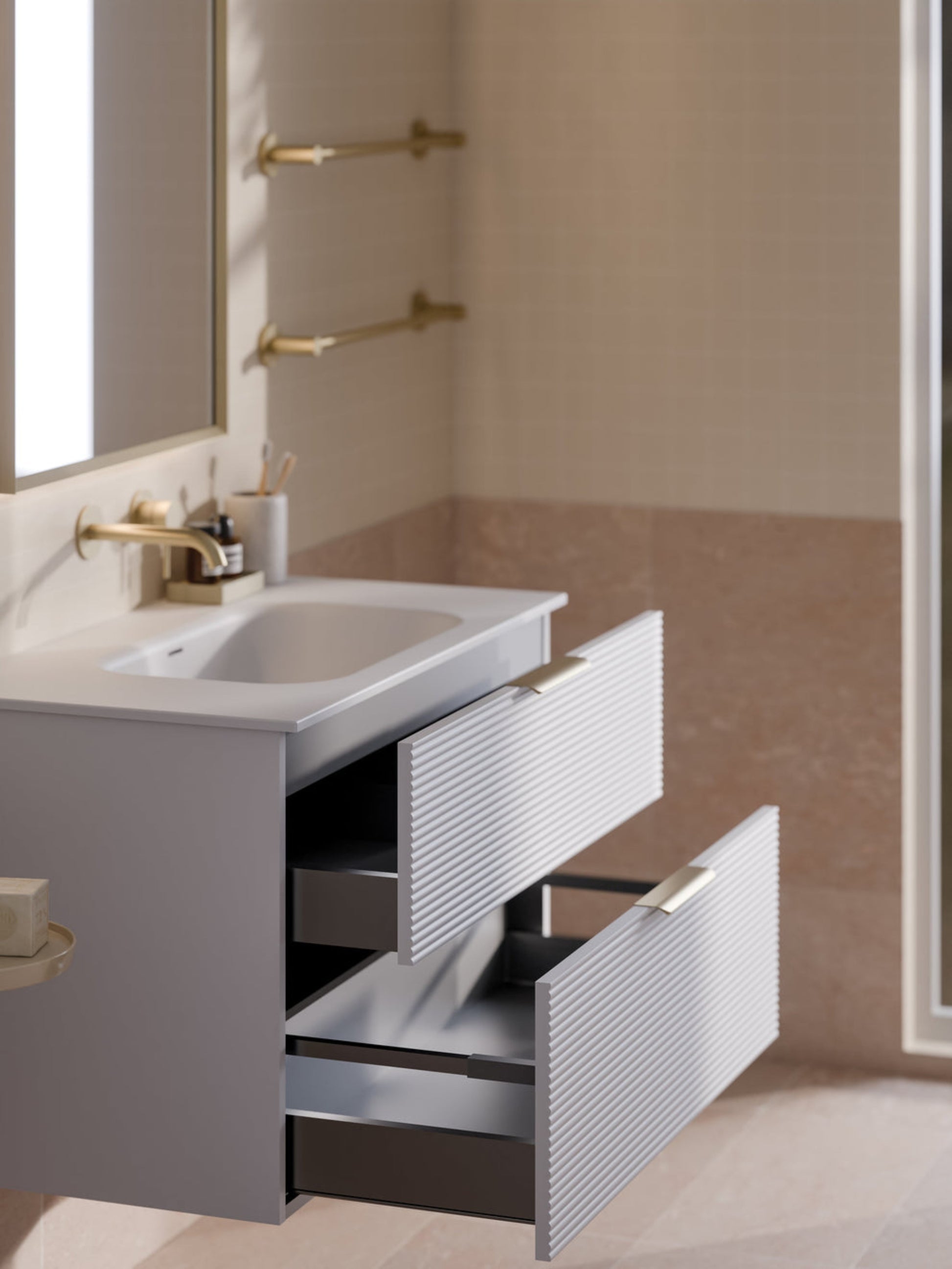 LINEARE 900 ORCHARD DOUBLE DRAWER BATHROOM VANITY MATTE WHITE