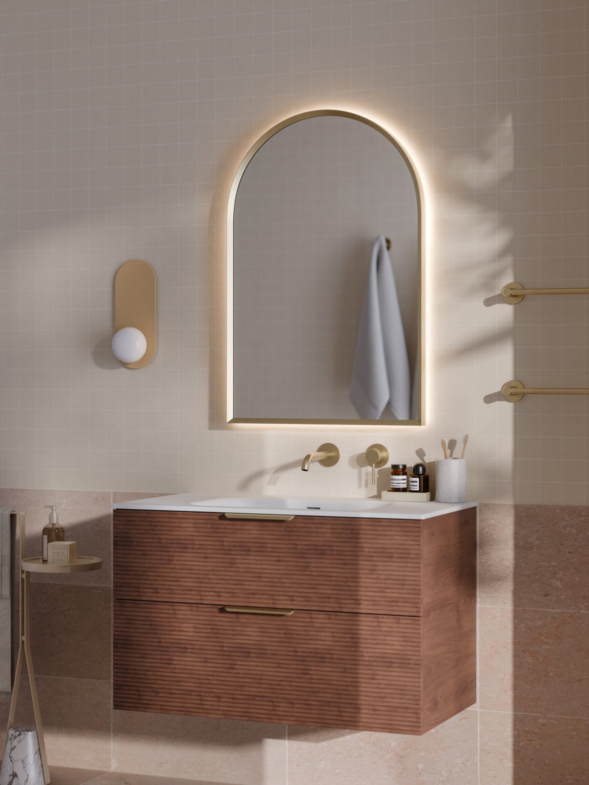 LINEARE 900 ORCHARD DOUBLE DRAWER BATHROOM VANITY WALNUT