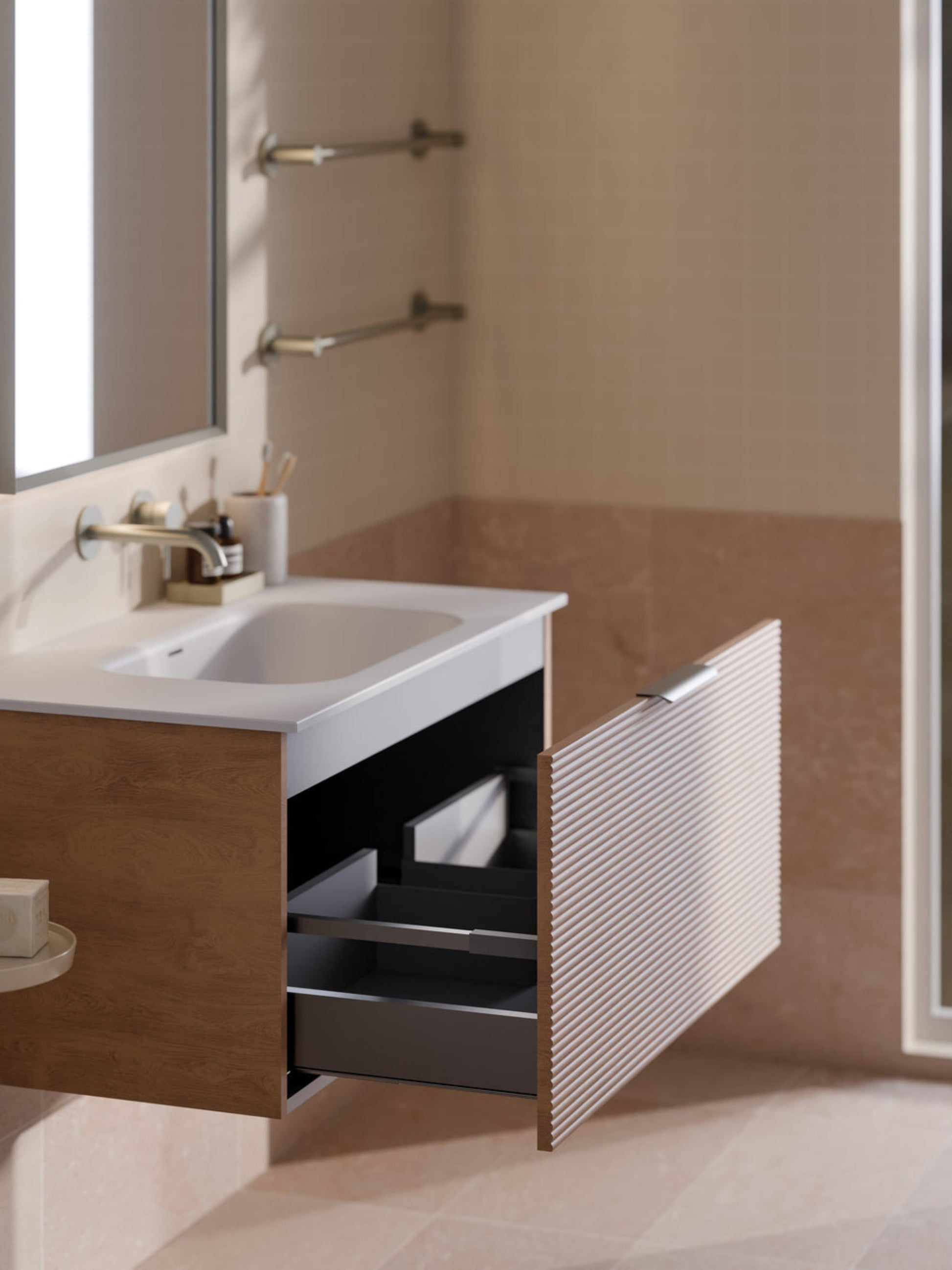 LINEARE 900 ORCHARD SINGLE DRAWER BATHROOM VANITY DEVON OAK