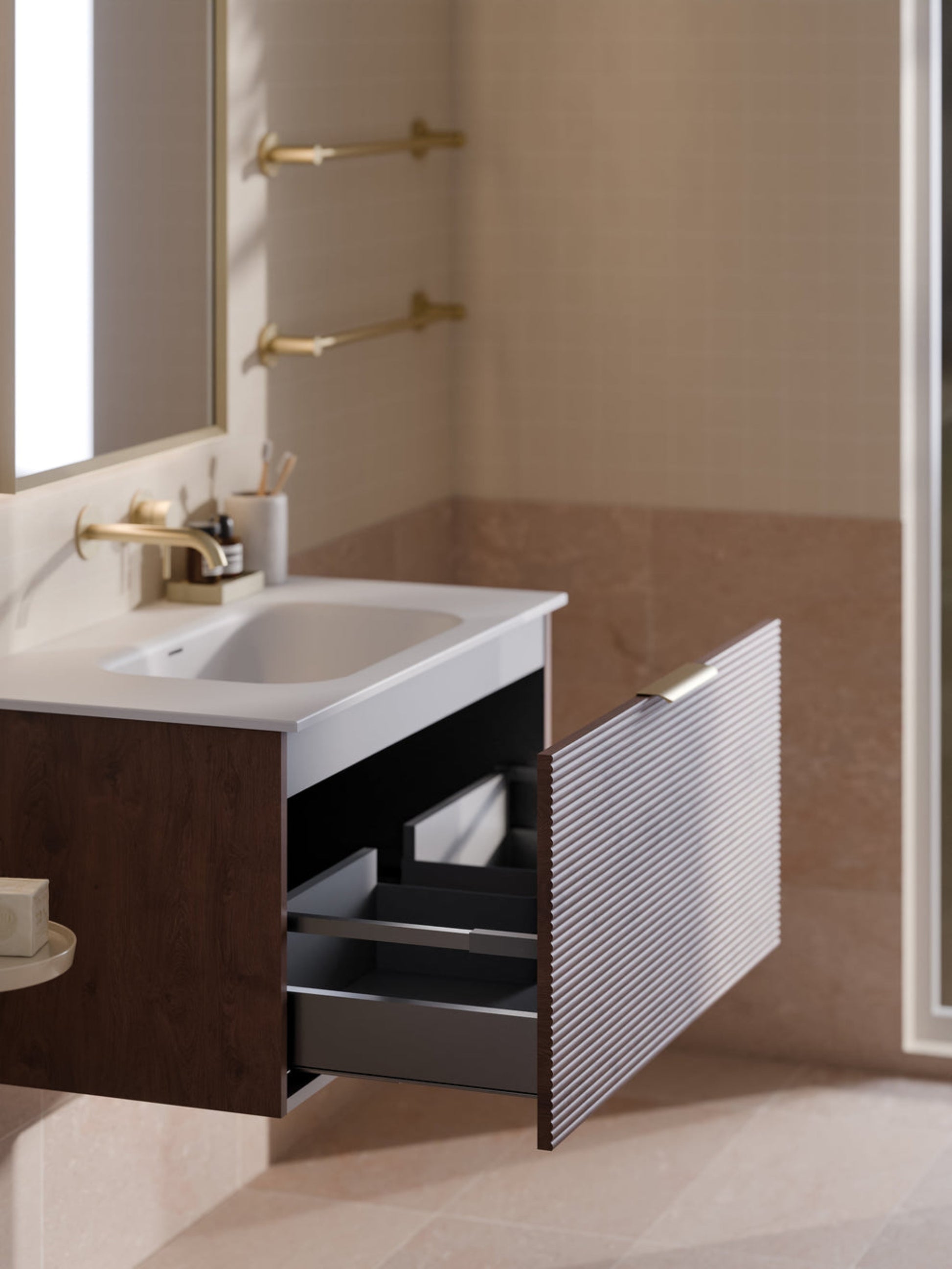 LINEARE 900 ORCHARD SINGLE DRAWER BATHROOM VANITY WALNUT