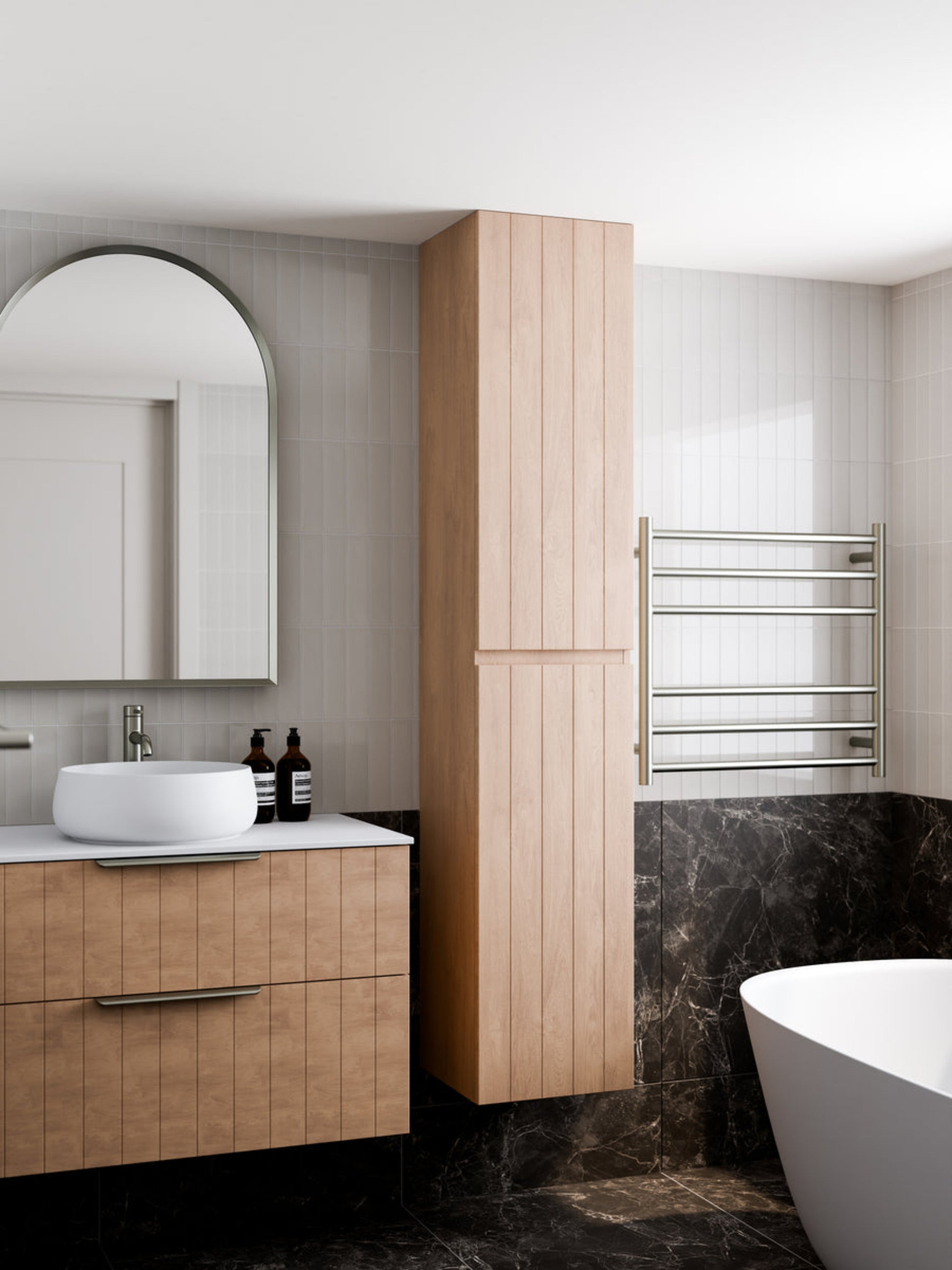 LINEARE BATHROOM COASTAL TOWER CABINET DEVON OAK