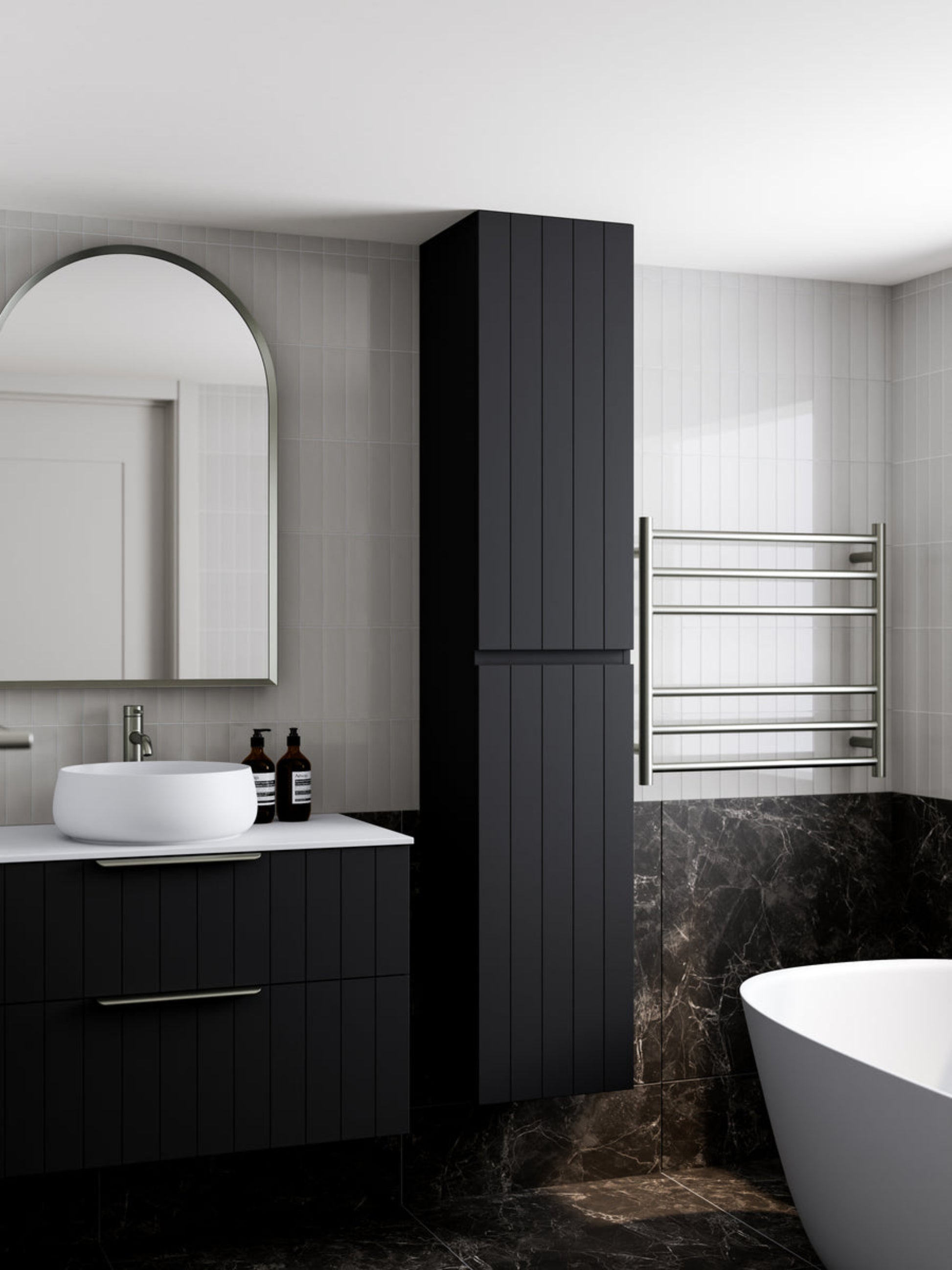 LINEARE BATHROOM COASTAL TOWER CABINET MATTE BLACK