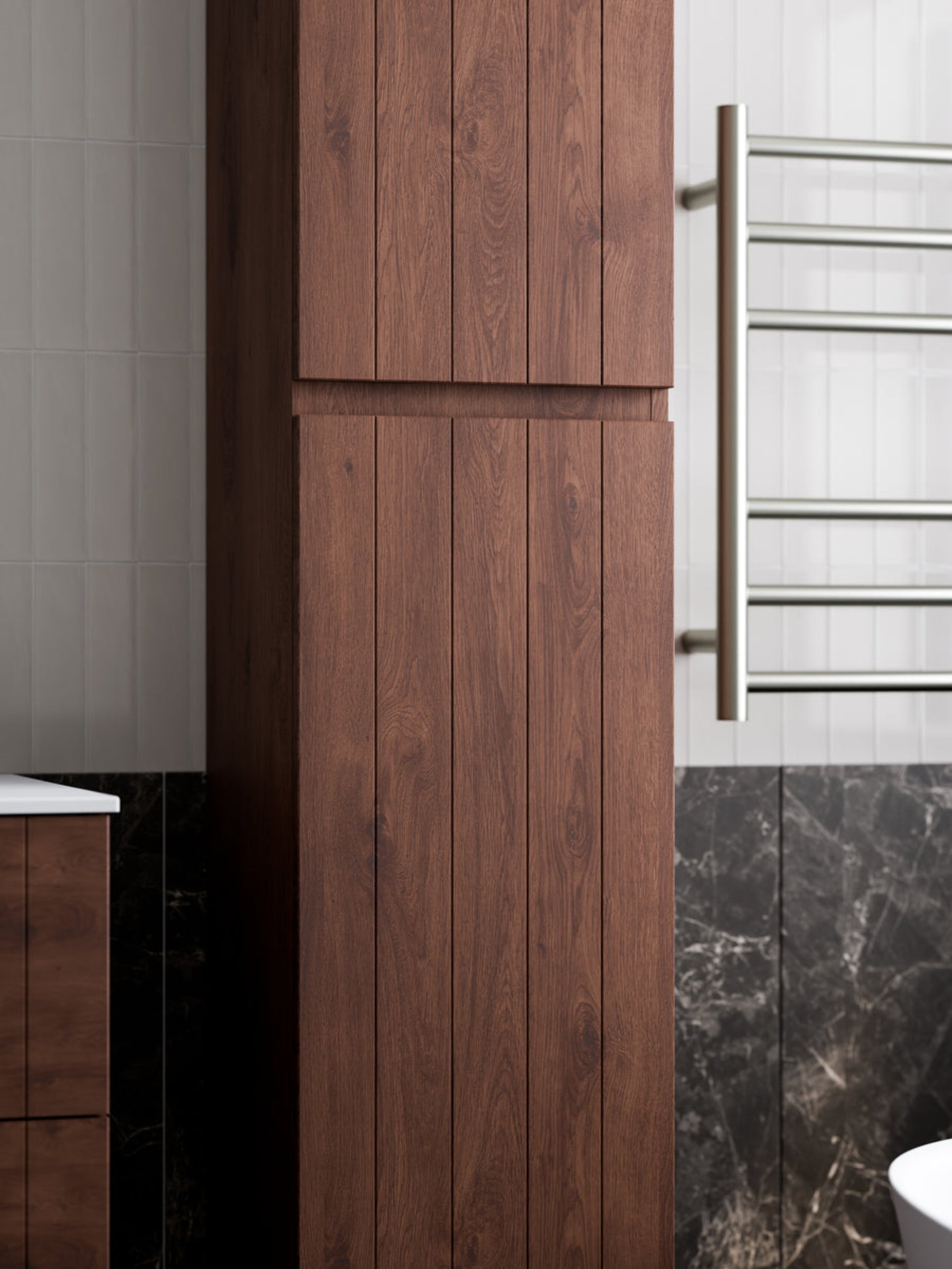 LINEARE BATHROOM COASTAL TOWER CABINET WALNUT