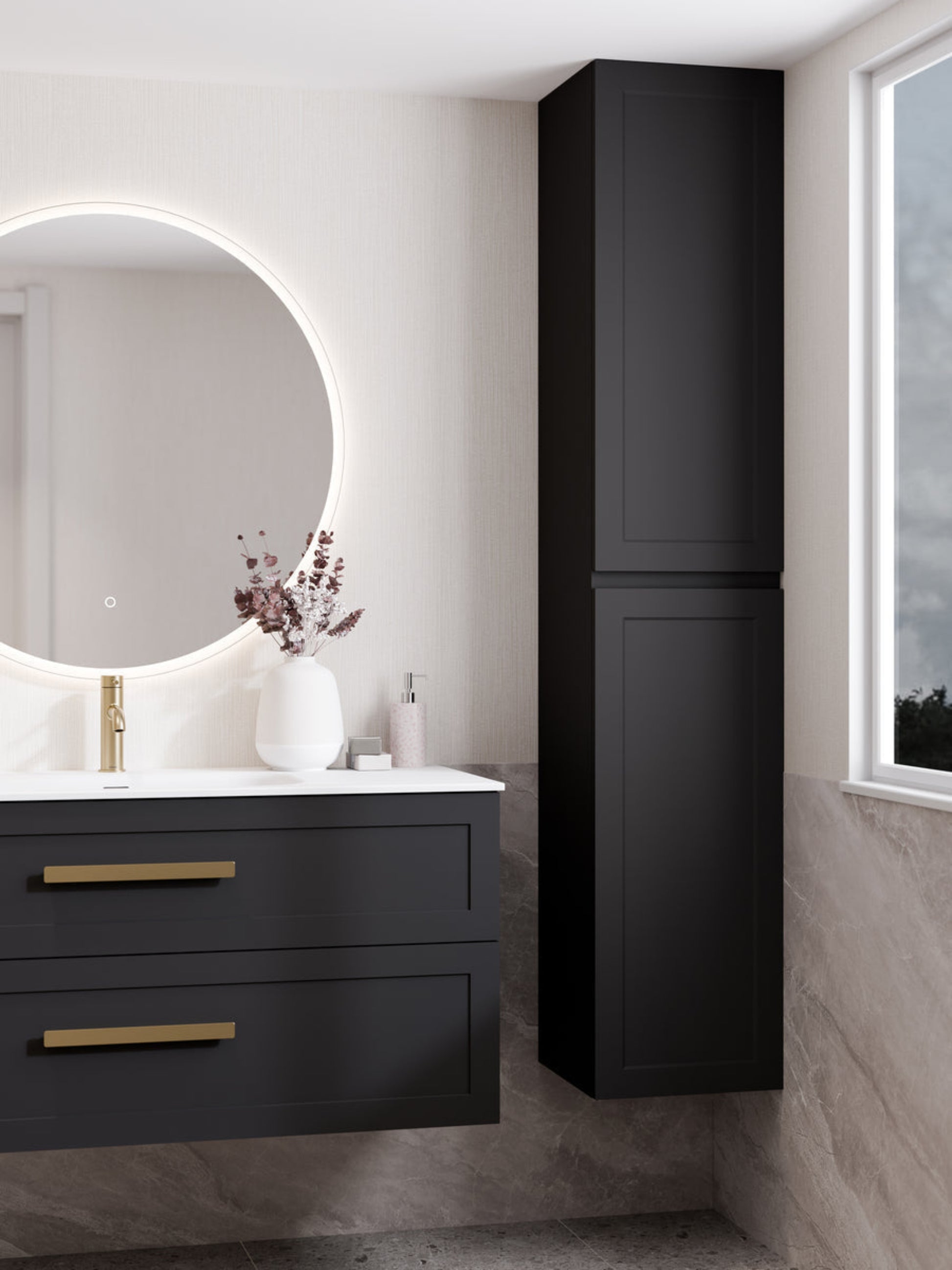 LINEARE BATHROOM LOFT TOWER CABINET MATTE BLACK