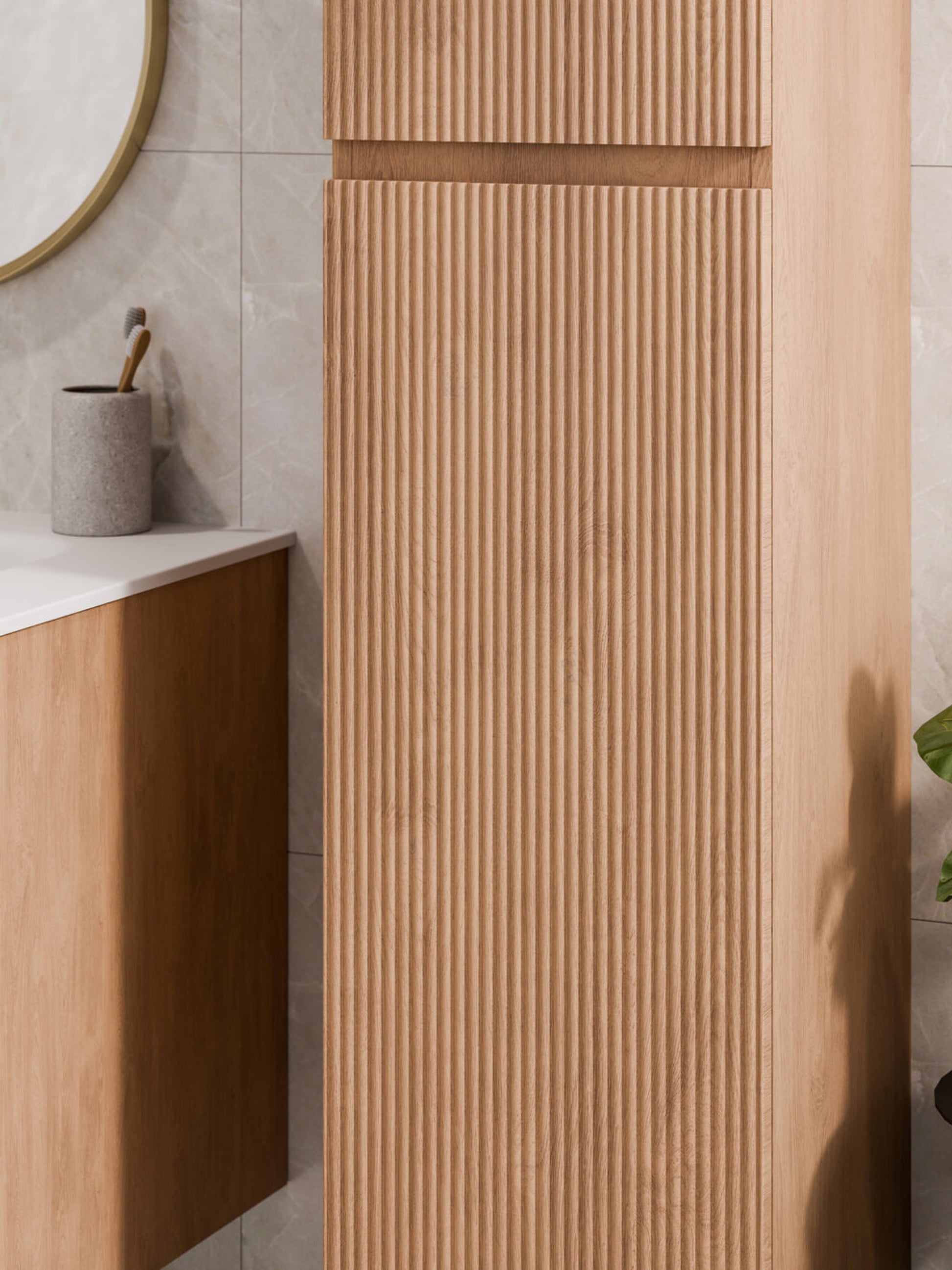 LINEARE BATHROOM PILLAR TOWER CABINET DEVON OAK
