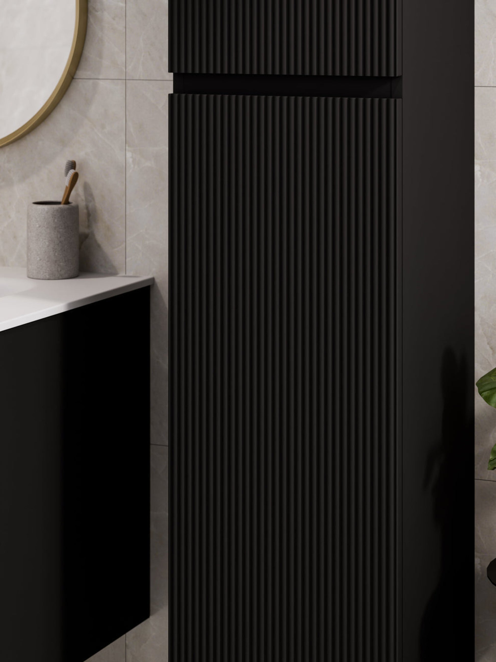 LINEARE BATHROOM PILLAR TOWER CABINET MATTE BLACK