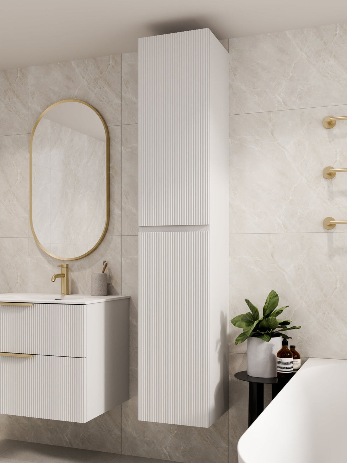 LINEARE BATHROOM PILLAR TOWER CABINET MATTE WHITE