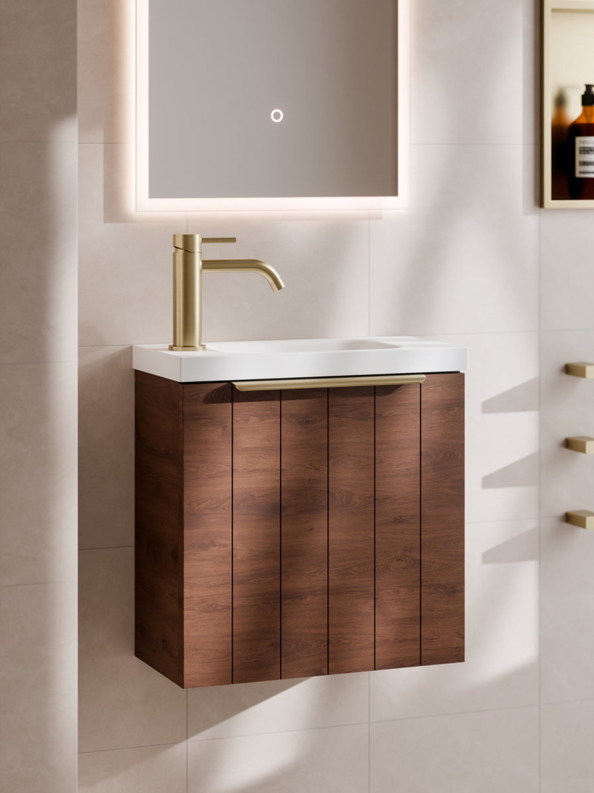 LINEARE COASTAL 450 BATHROOM VANITY WALNUT