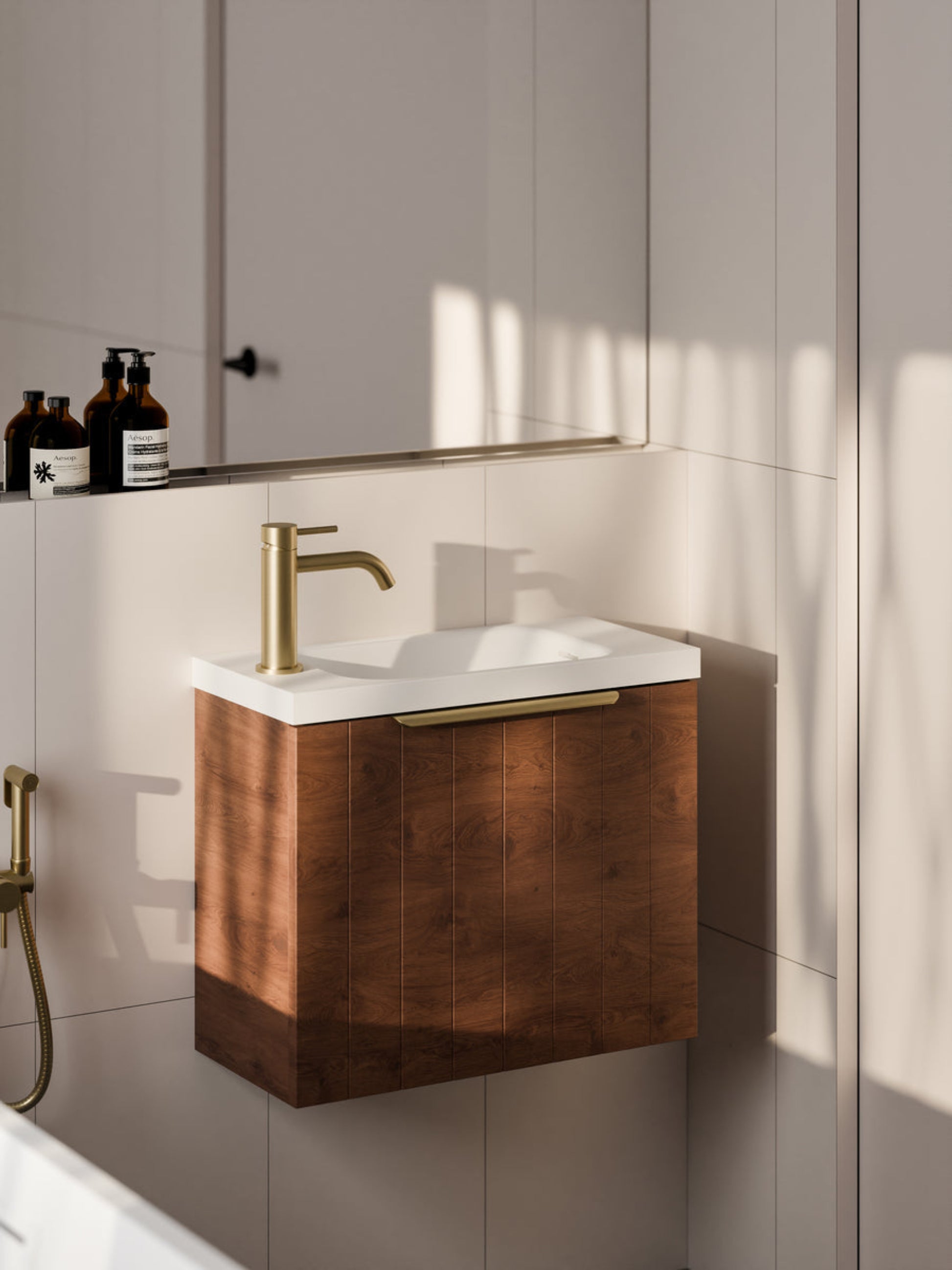 LINEARE COASTAL 550 BATHROOM VANITY WALNUT