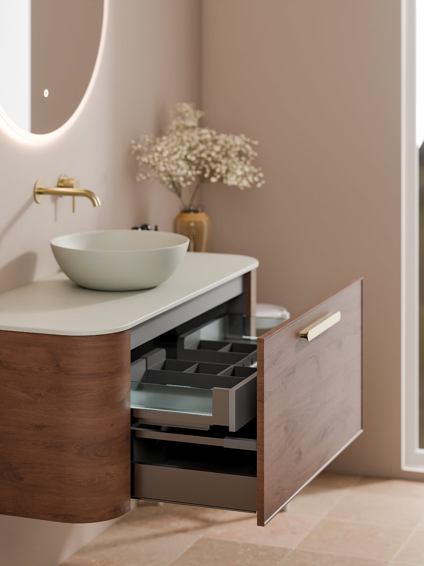 NATURE 1200 AXEL BATHROOM VANITY - SOLID SLAB TOP WALNUT