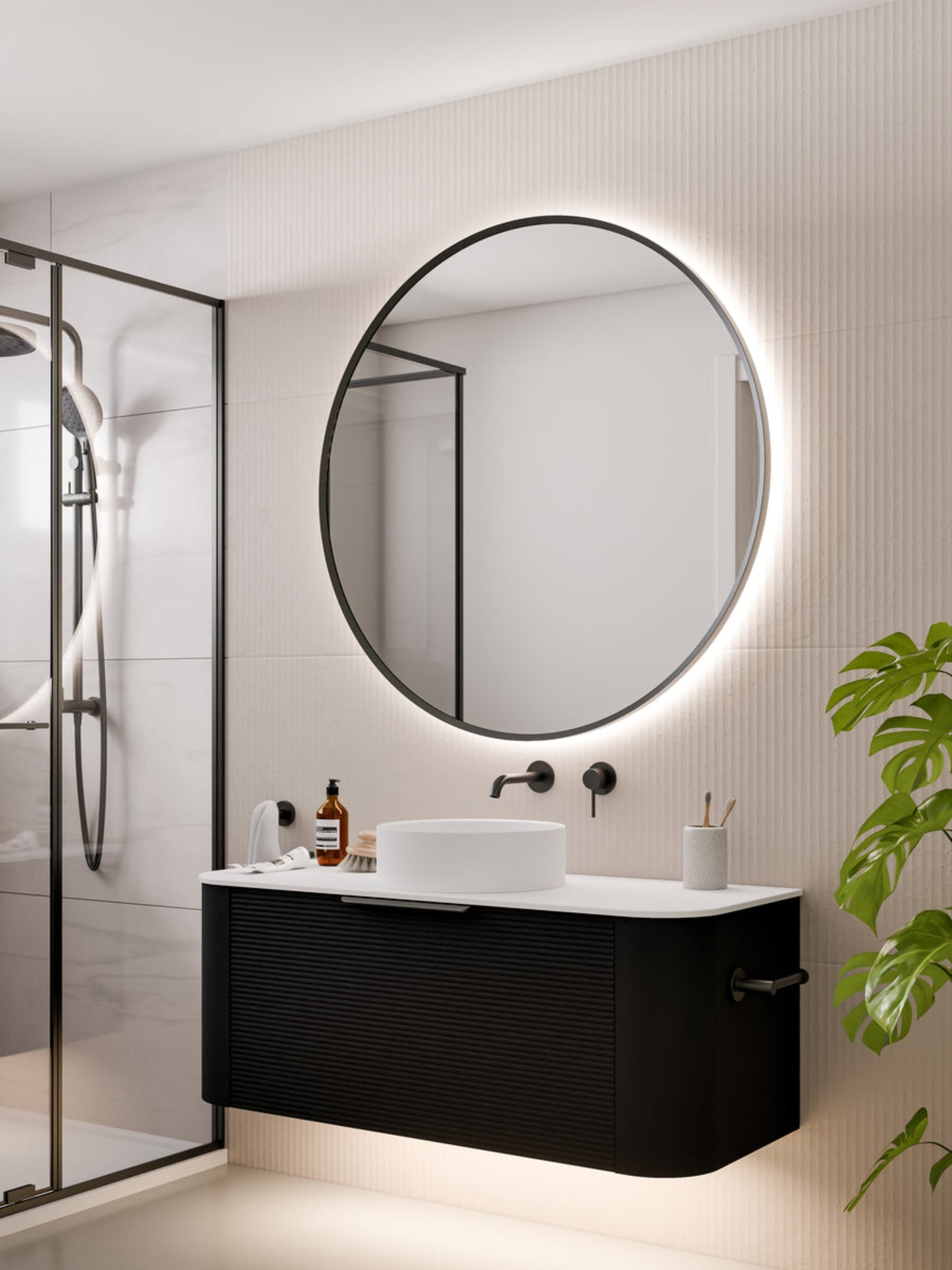 NATURE 1200 ORCHARD BATHROOM VANITY - SOLID SLAB TOP MATTE BLACK