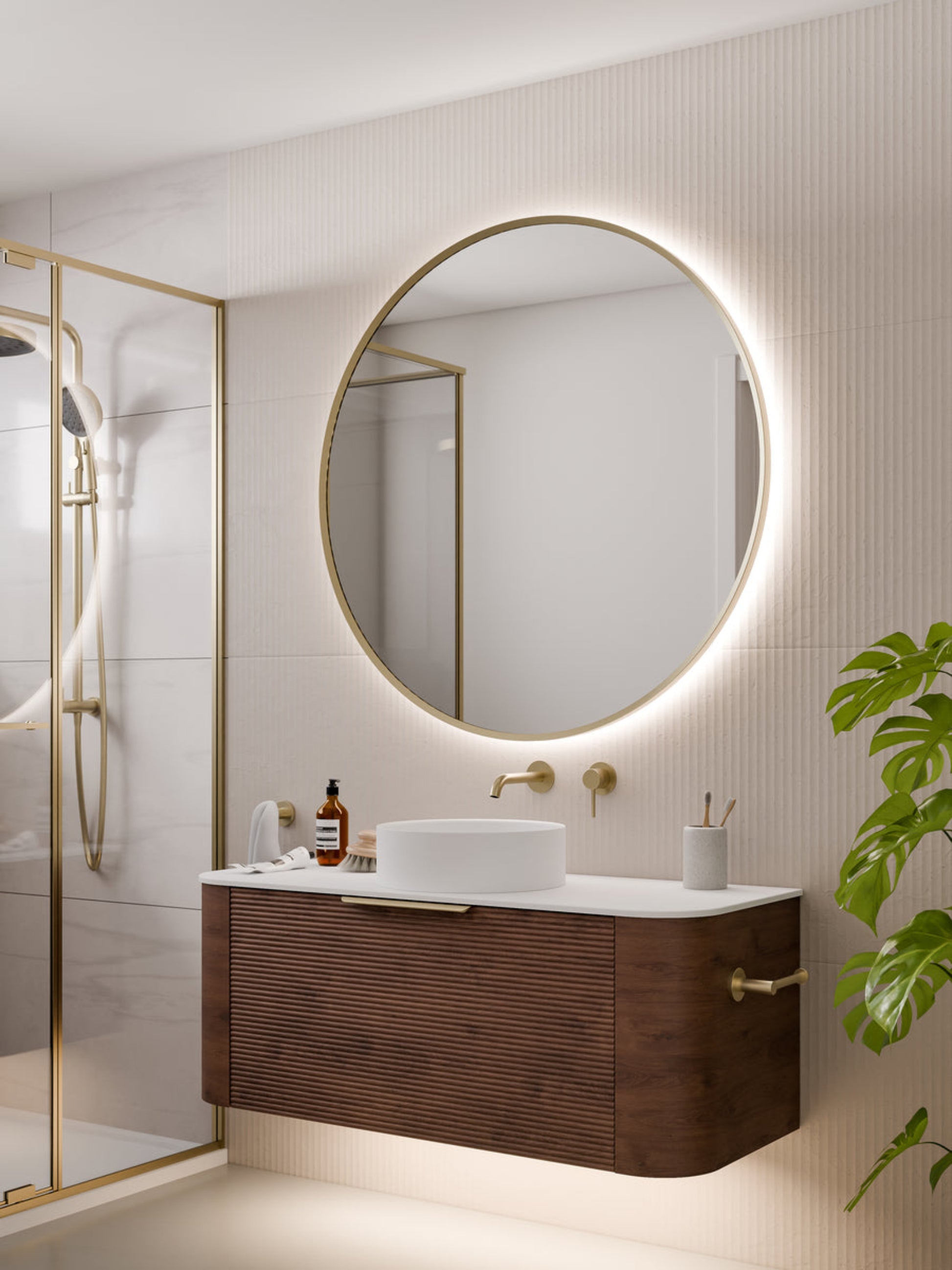 NATURE 1200 ORCHARD BATHROOM VANITY - SOLID SLAB TOP WALNUT