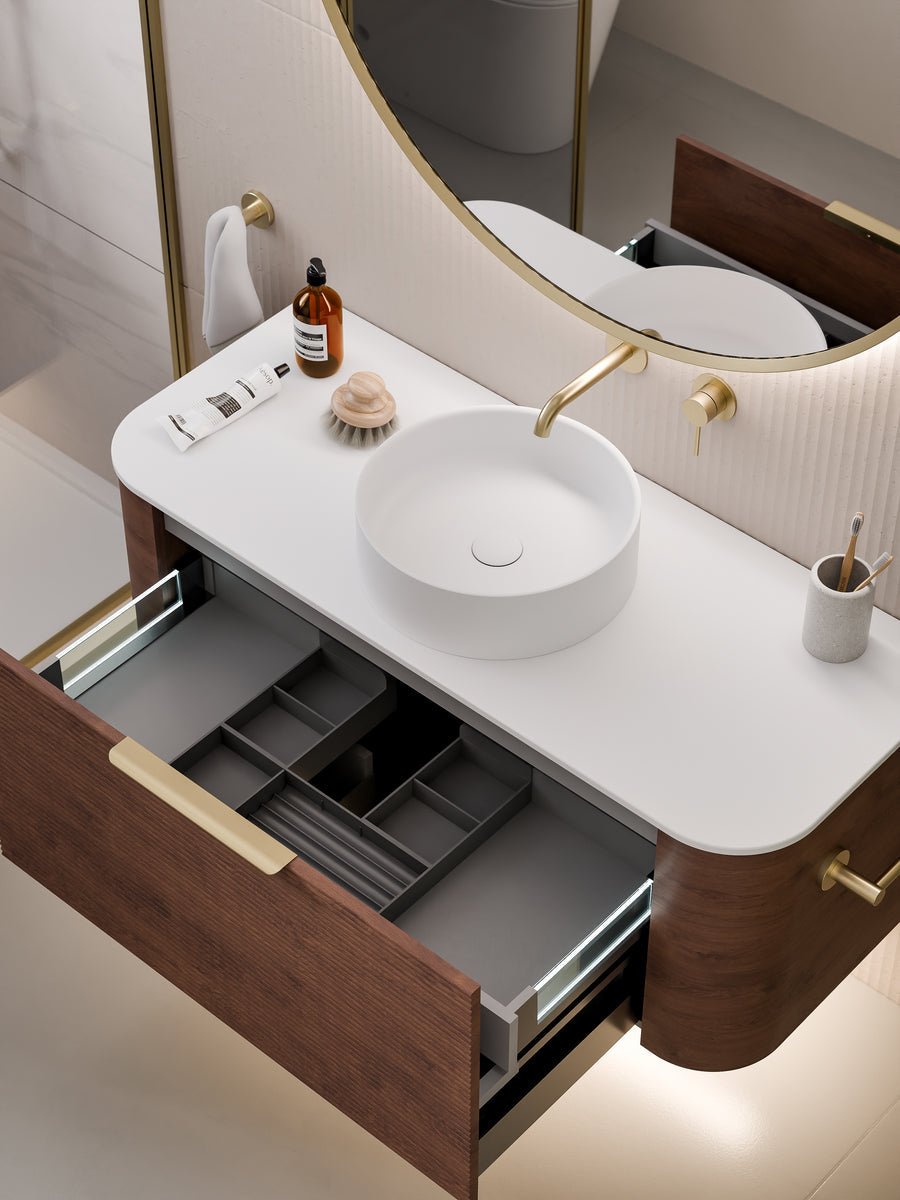 NATURE 1200 ORCHARD BATHROOM VANITY - SOLID SLAB TOP WALNUT