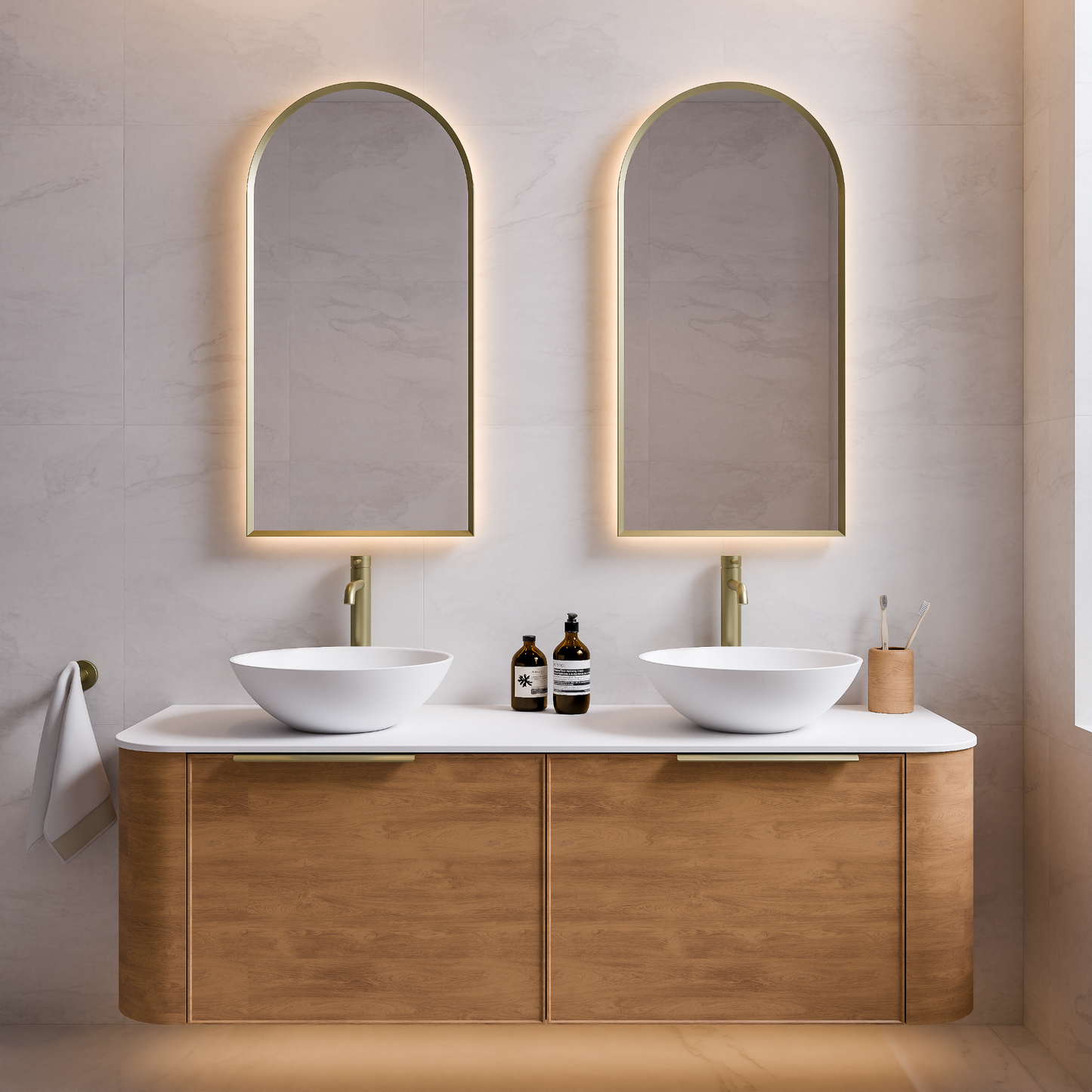NATURE 1500 AXEL BATHROOM VANITY - SOLID SLAB TOP DEVON OAK