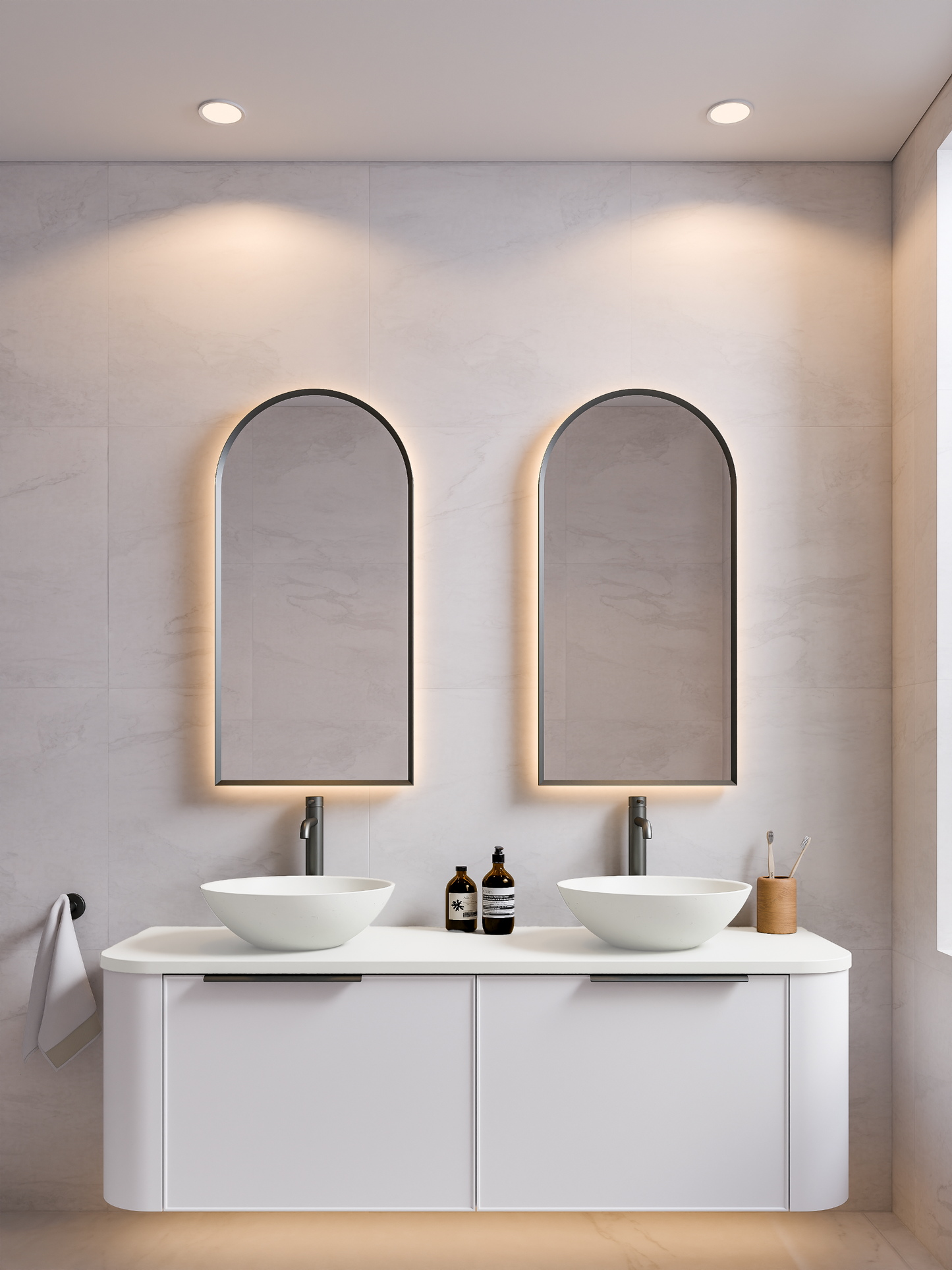 NATURE 1500 AXEL BATHROOM VANITY - SOLID SLAB TOP MATTE WHITE