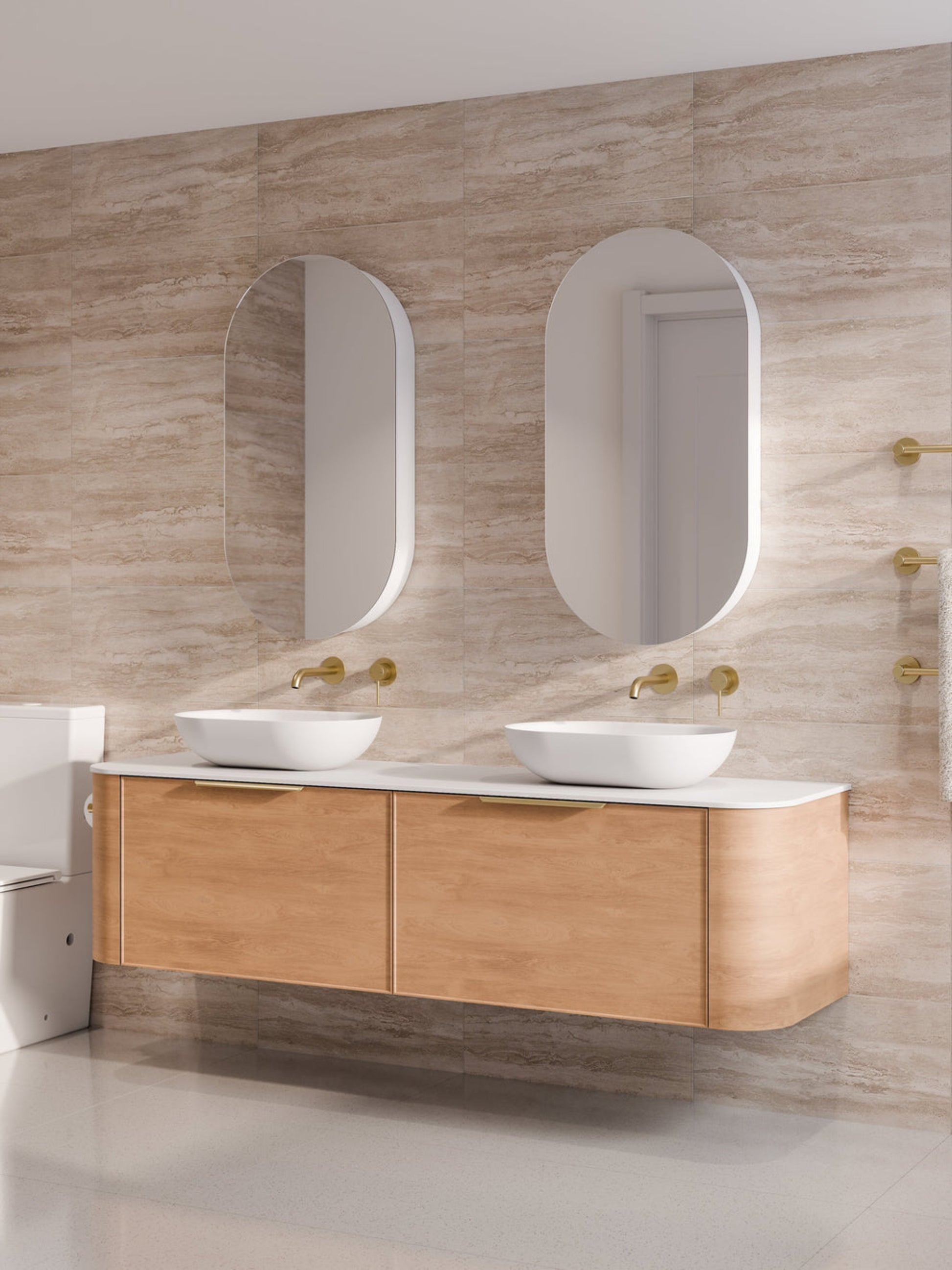 NATURE 1800 AXEL BATHROOM VANITY RANGE - SOLID SLAB TOP DEVON OAK