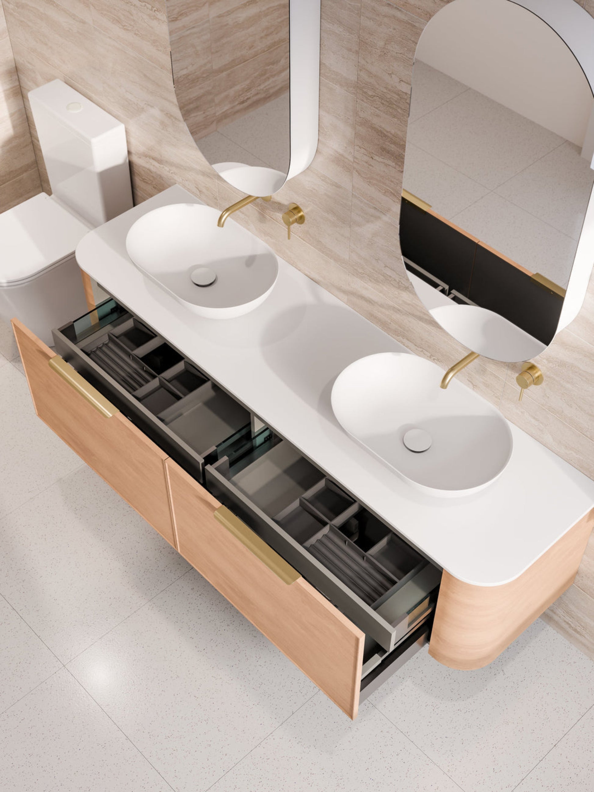 NATURE 1800 AXEL BATHROOM VANITY RANGE - SOLID SLAB TOP DEVON OAK