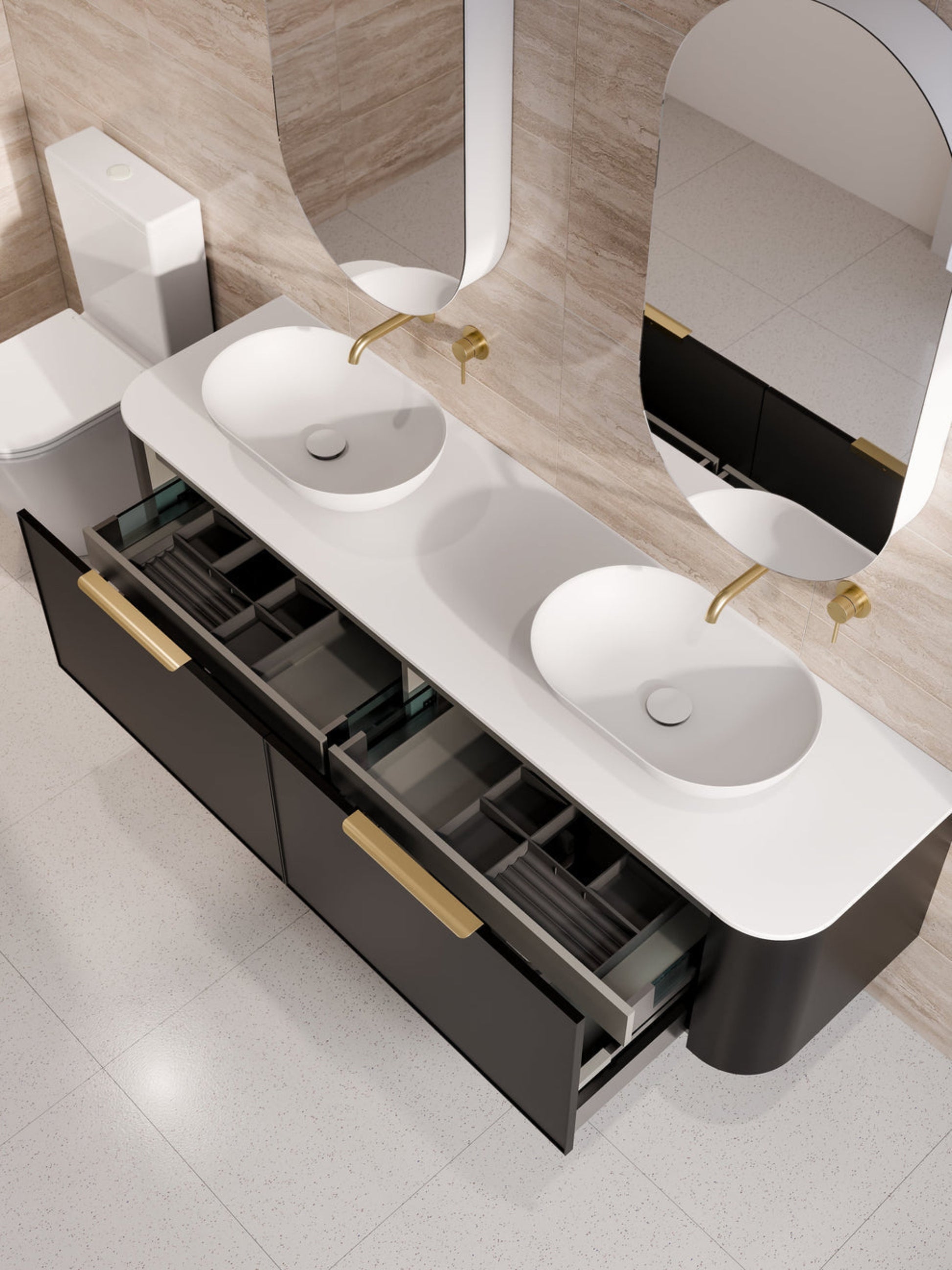 NATURE 1800 AXEL BATHROOM VANITY RANGE - SOLID SLAB TOP MATTE BLACK