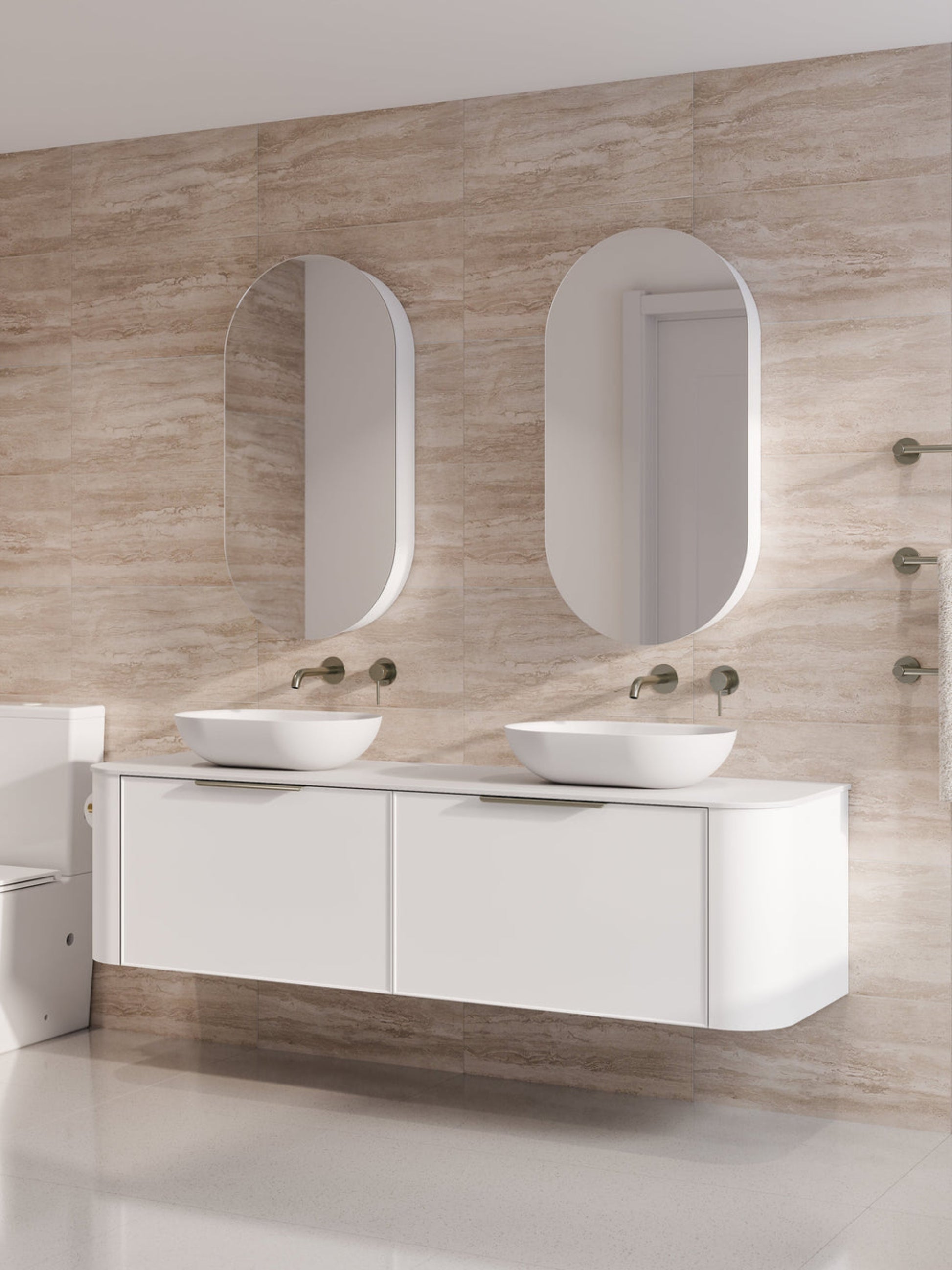 NATURE 1800 AXEL BATHROOM VANITY RANGE - SOLID SLAB TOP MATTE WHITE