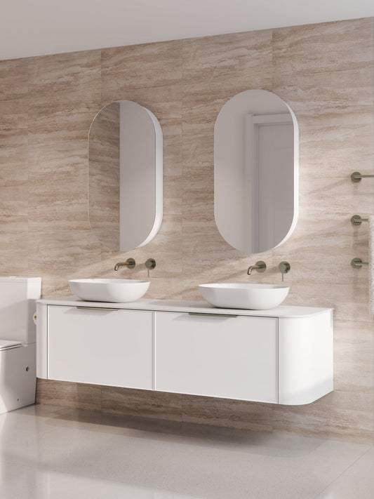 NATURE 1800 AXEL BATHROOM VANITY RANGE - SOLID SLAB TOP MATTE WHITE