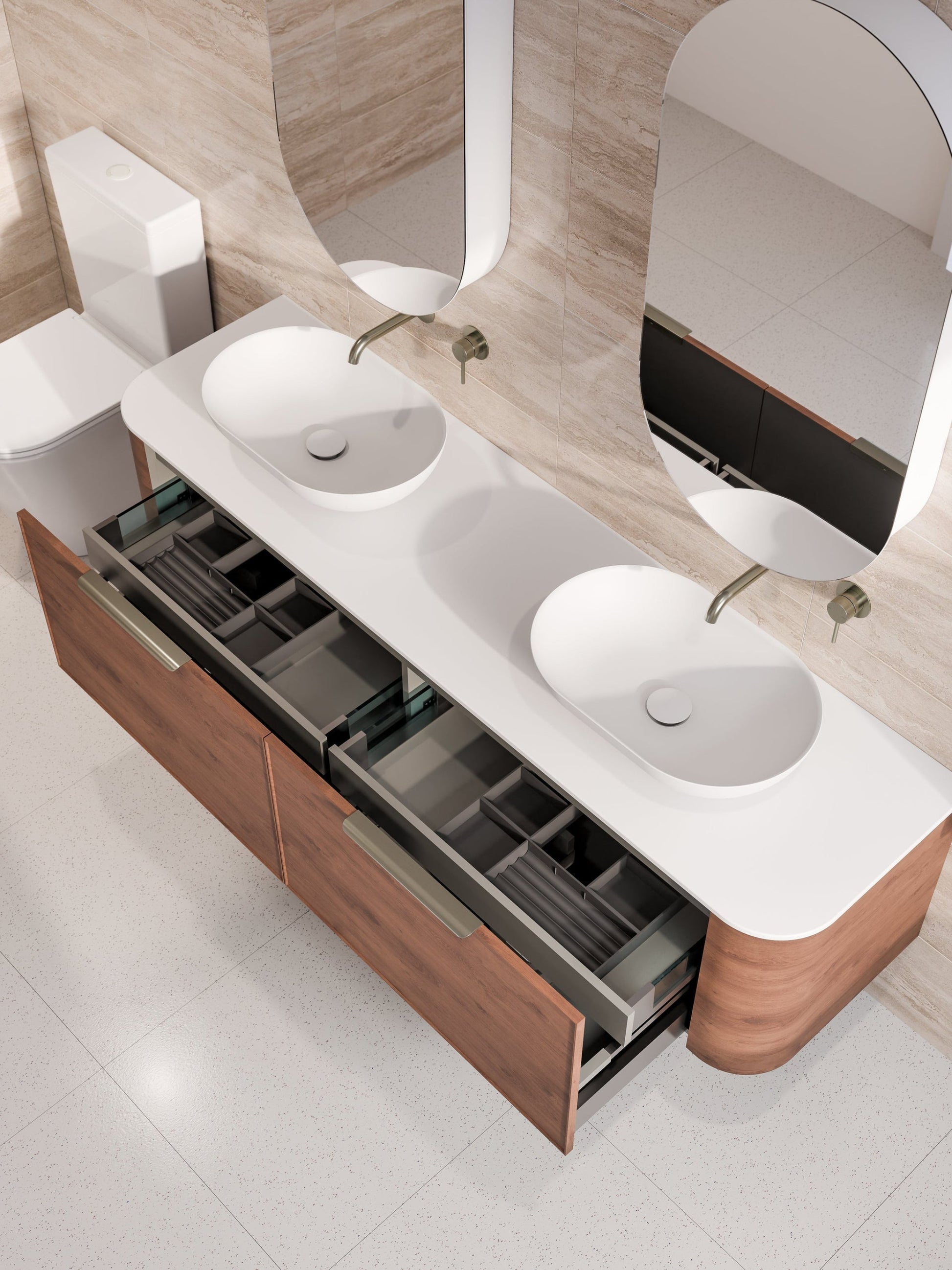 NATURE 1800 AXEL BATHROOM VANITY RANGE - SOLID SLAB TOP WALNUT