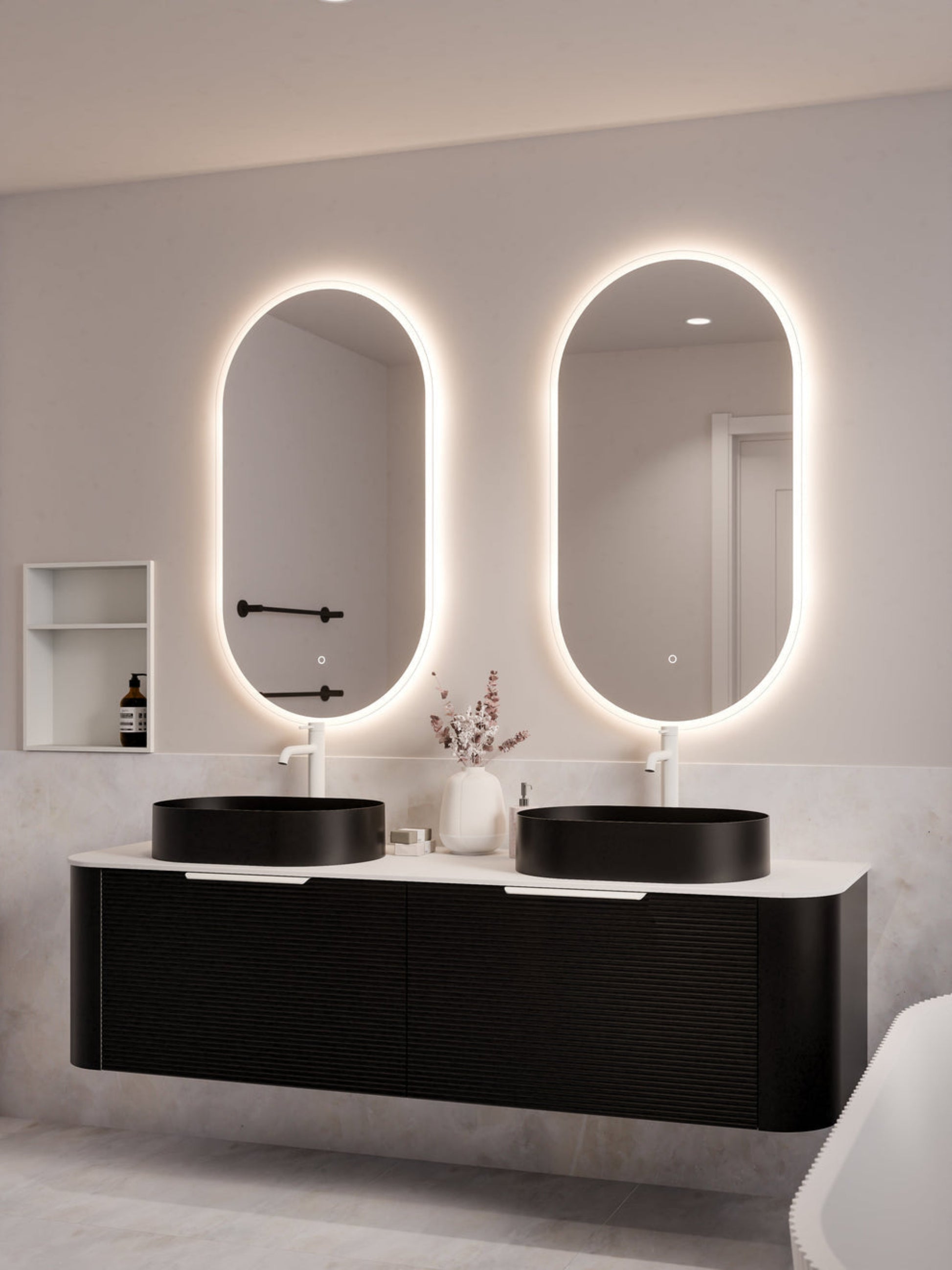 NATURE 1800 ORCHARD BATHROOM VANITY RANGE - SOLID SLAB TOP MATTE BLACK