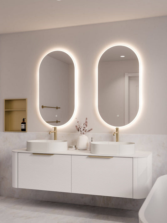 NATURE 1800 ORCHARD BATHROOM VANITY RANGE - SOLID SLAB TOP MATTE WHITE