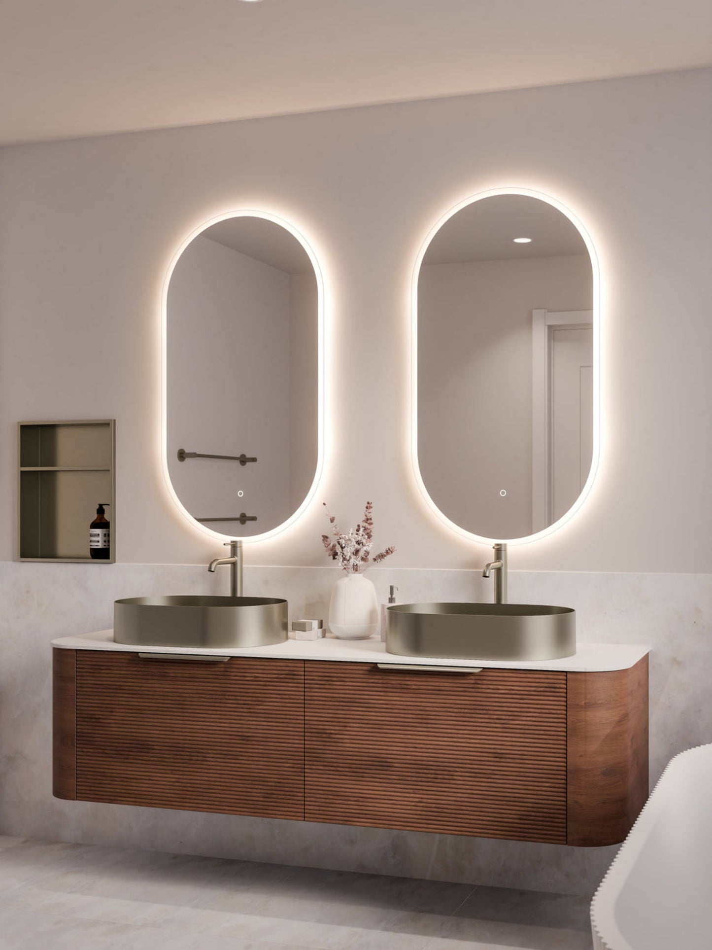 NATURE 1800 ORCHARD BATHROOM VANITY RANGE - SOLID SLAB TOP WALNUT