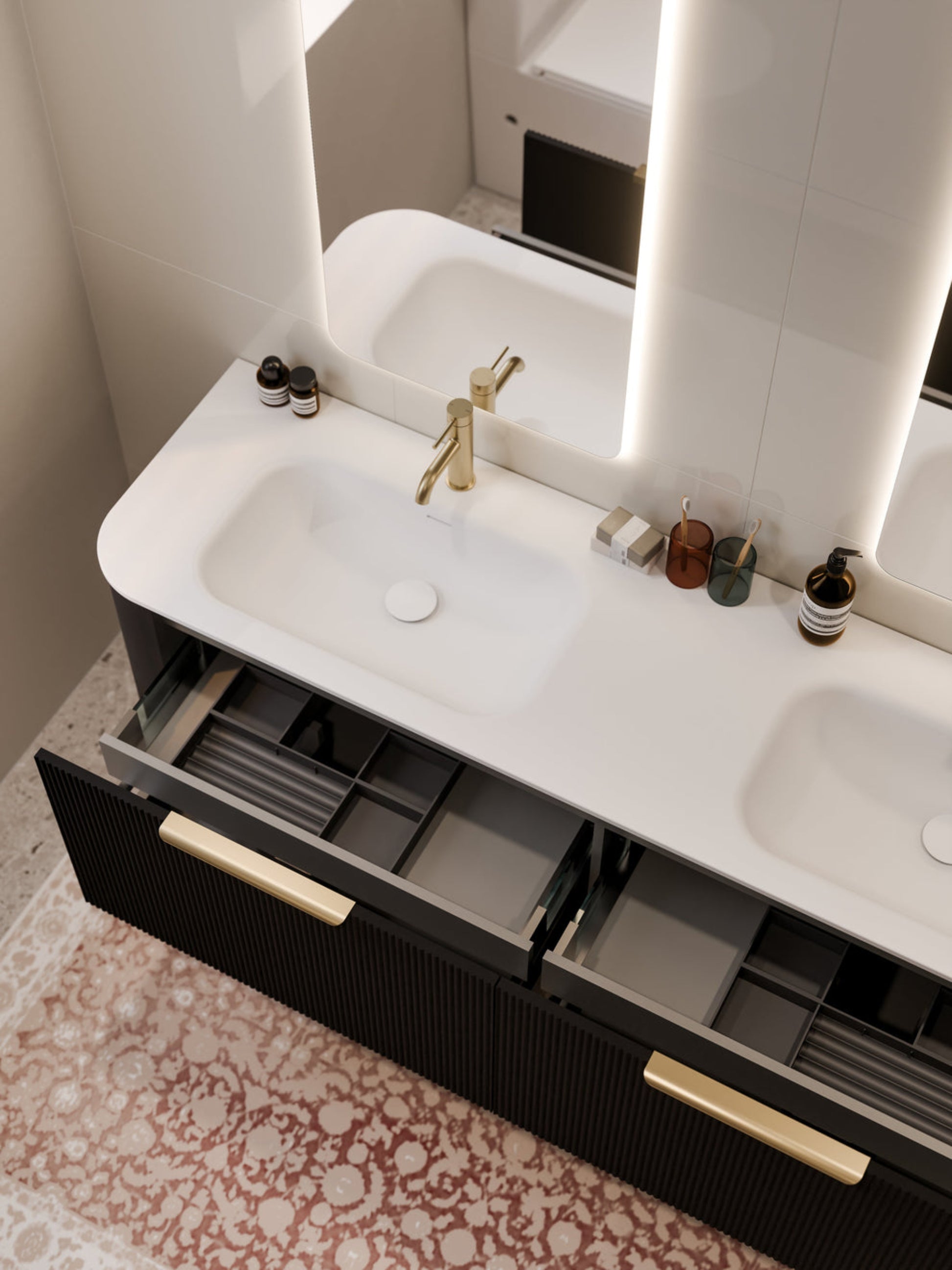 NATURE 1800 PILLAR BATHROOM VANITY RANGE MATTE BLACK