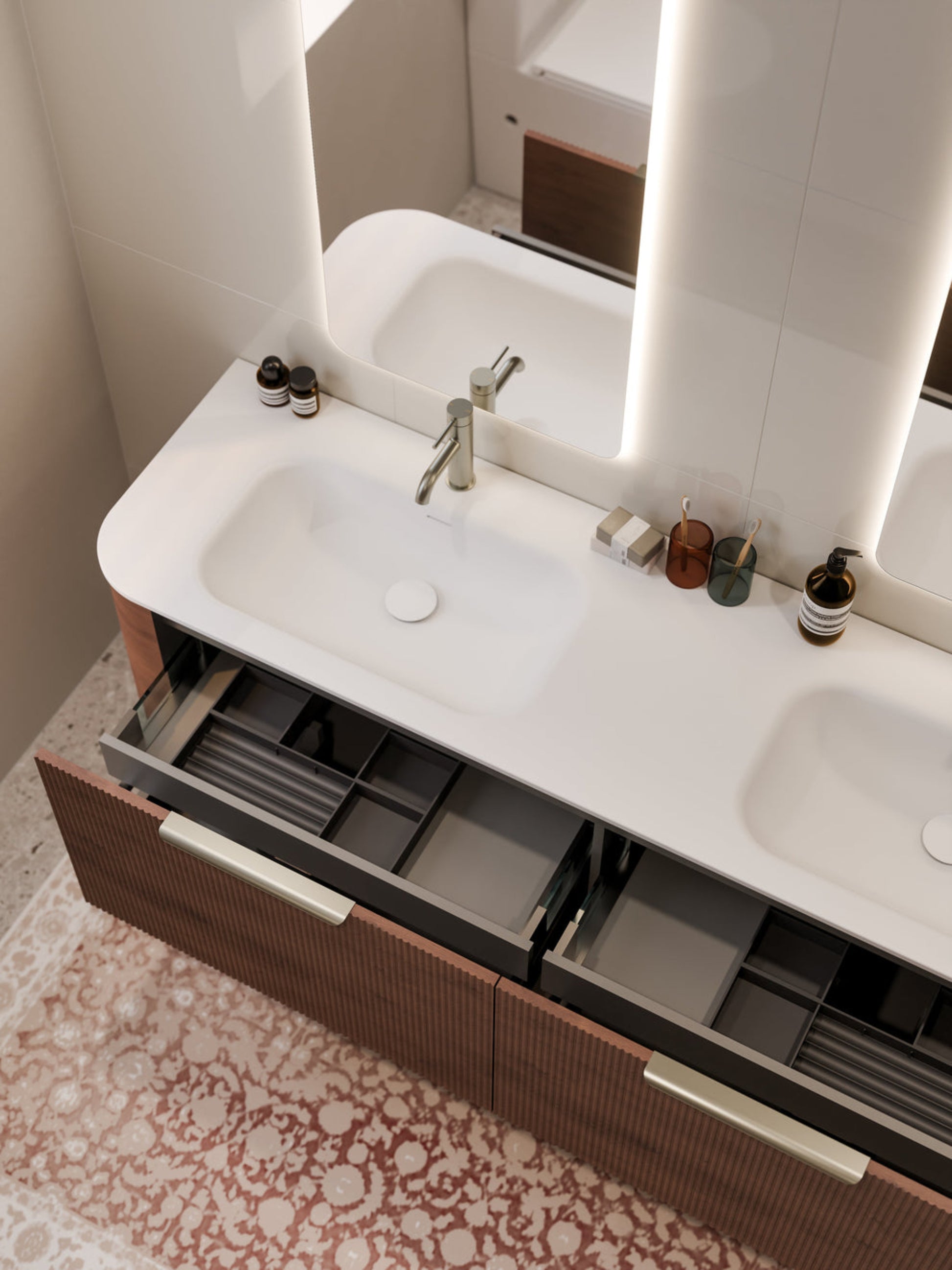 NATURE 1800 PILLAR BATHROOM VANITY RANGE WALNUT