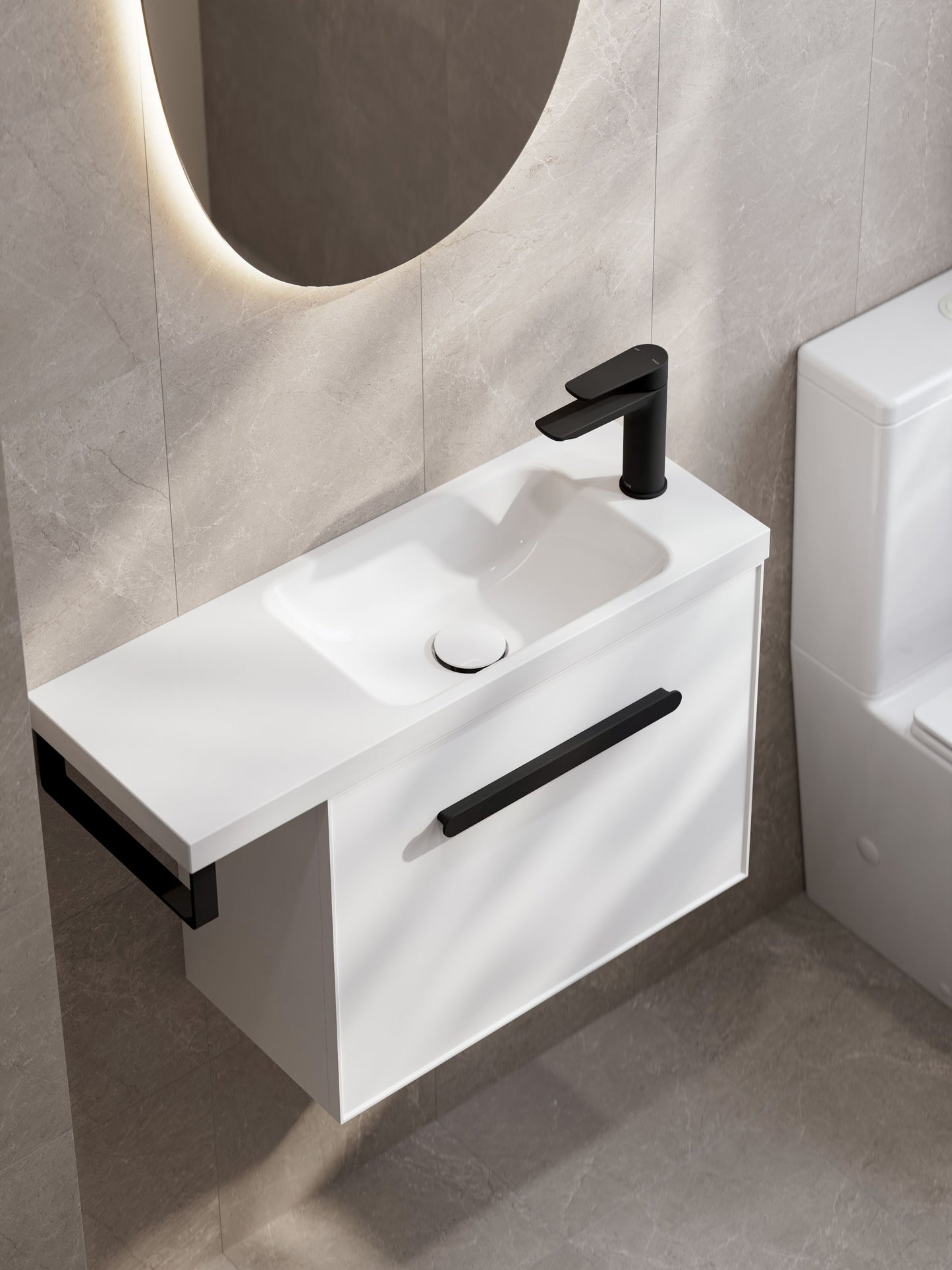 LINEARE AXEL 550 OFFSET VANITY TOP - LEFT HINGE