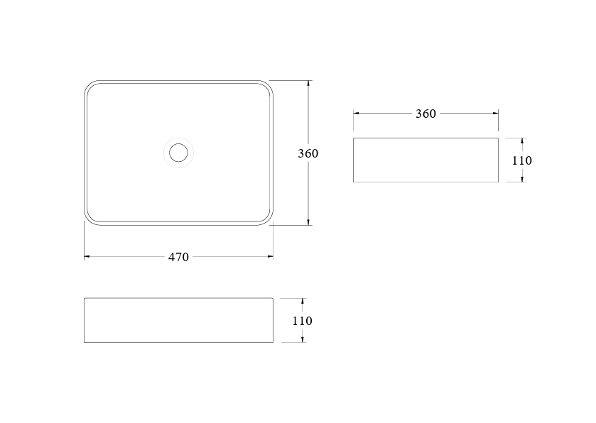 CODE PURE RECTANGLE CERAMIC VESSEL BASIN - 5 COLOURS