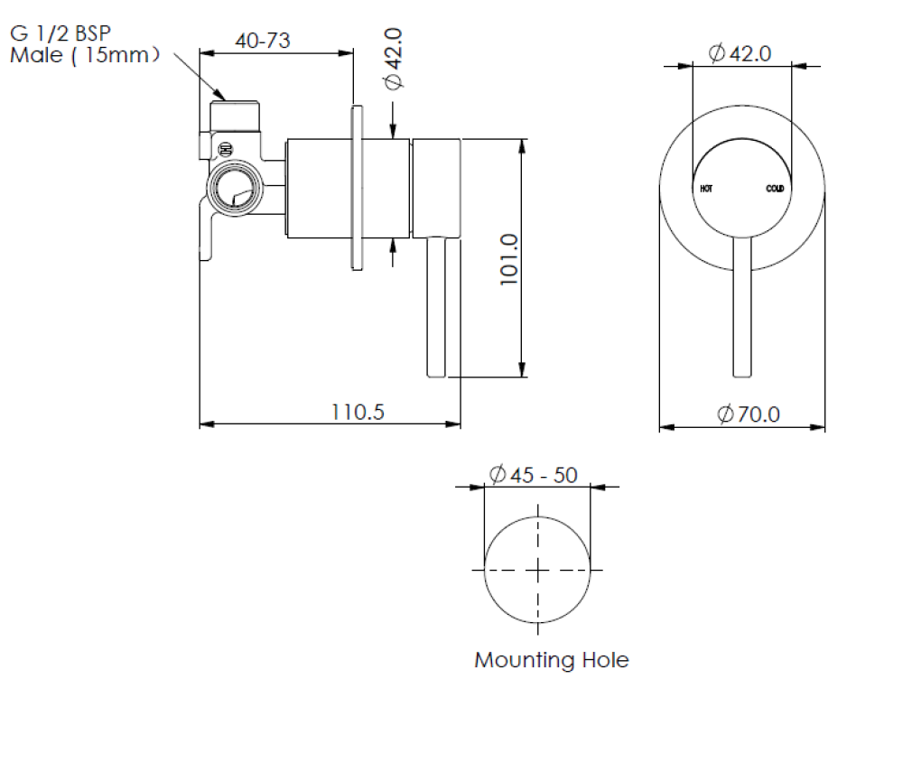 CODE NATURE SHOWER MIXER - 7 COLOURS